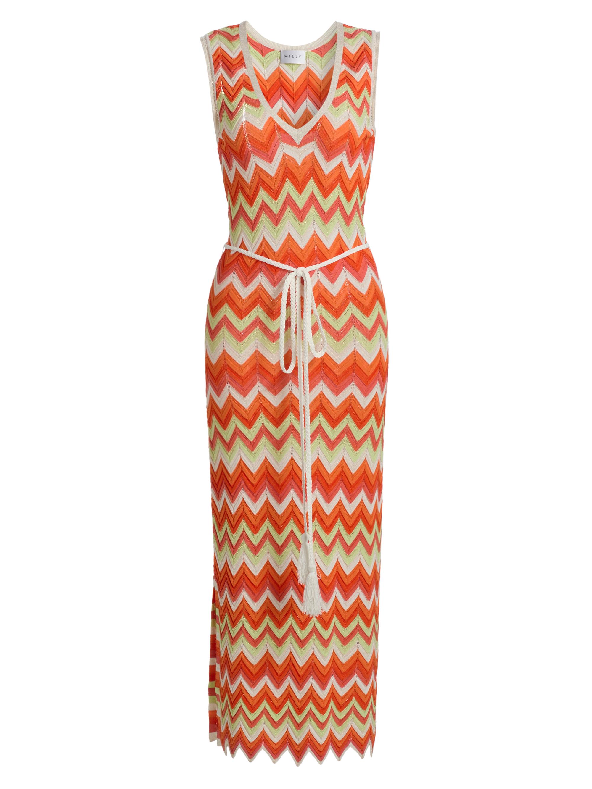 Milly Women's Kaela Zigzag Knit Cover-Up Dress - Orange Multi