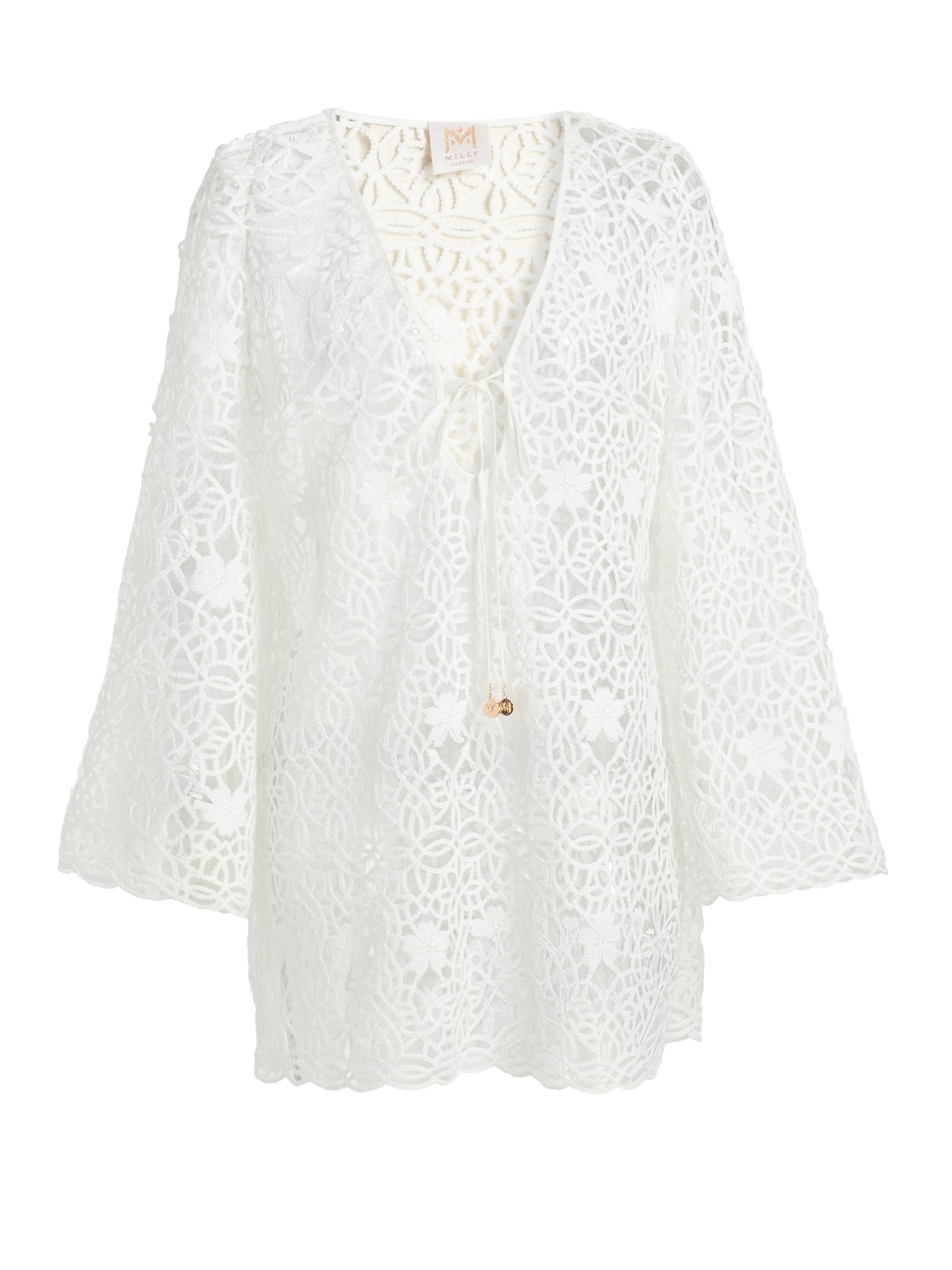 Milly Women's Viara Crochet-Knit Cover-Up Minidress - White