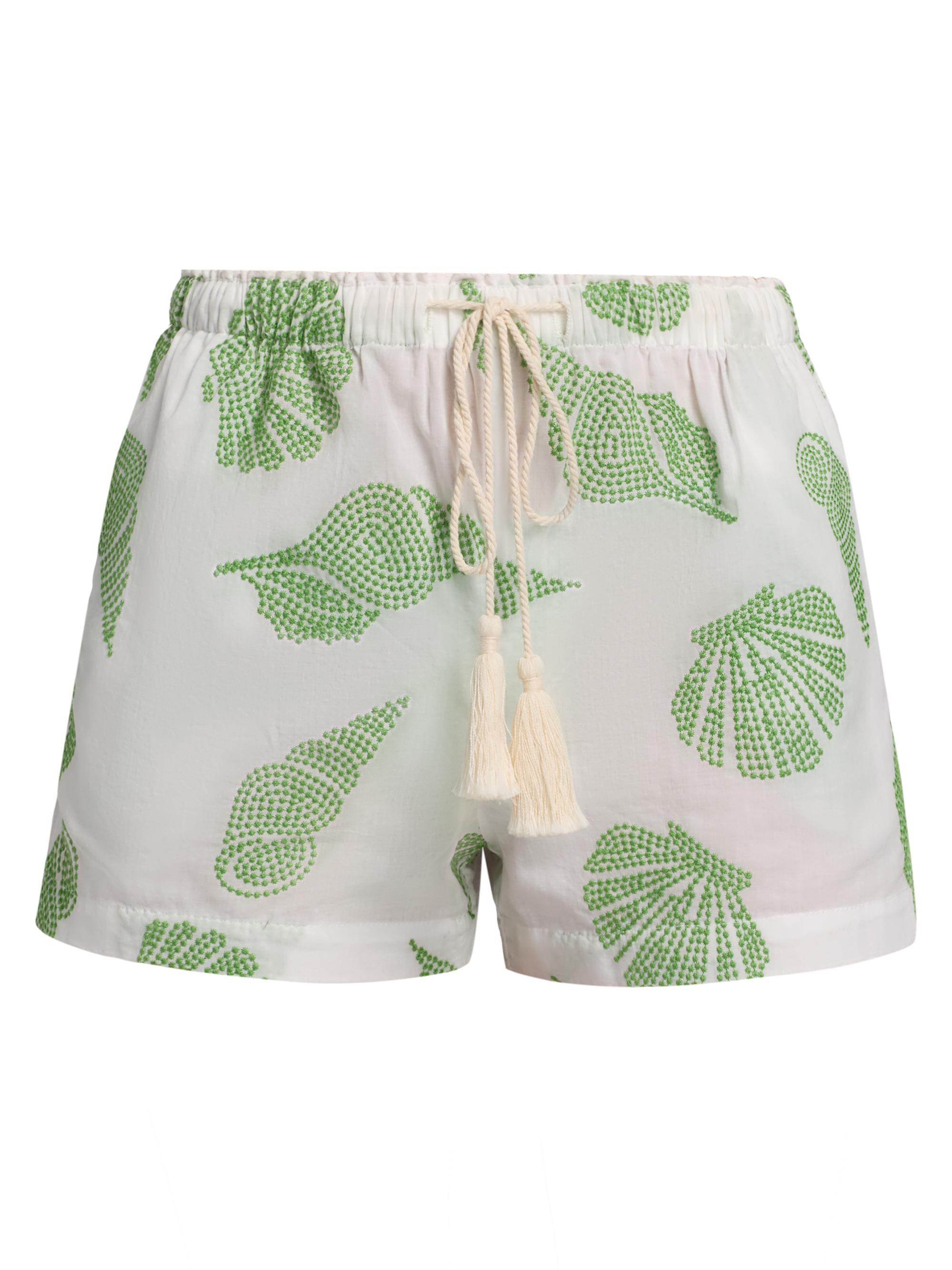 Milly Women's Corrie Embroidered Cotton Cover-Up Shorts