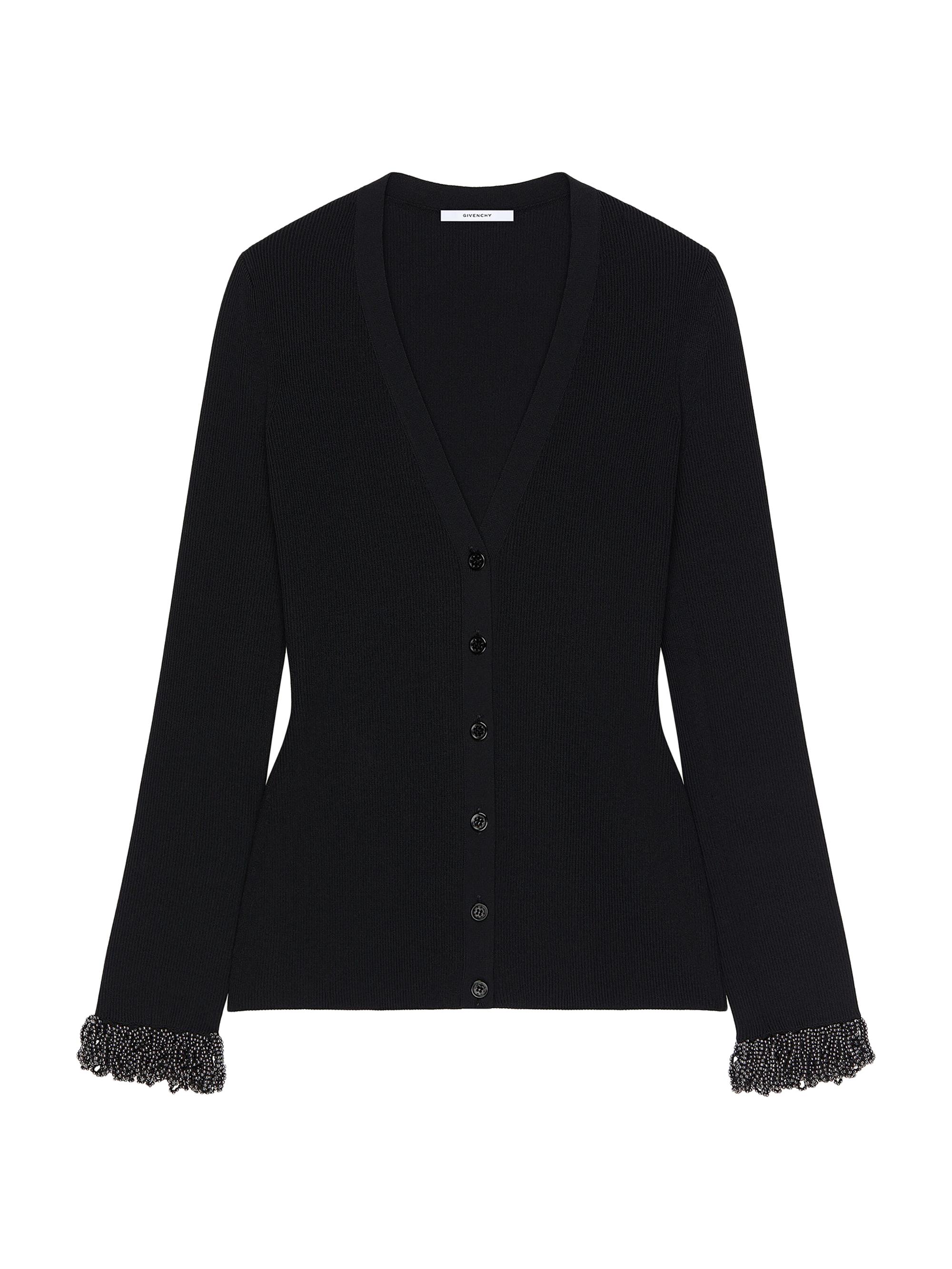 Givenchy Women's Cardigan in Knit with Embroidered Pearls - Black