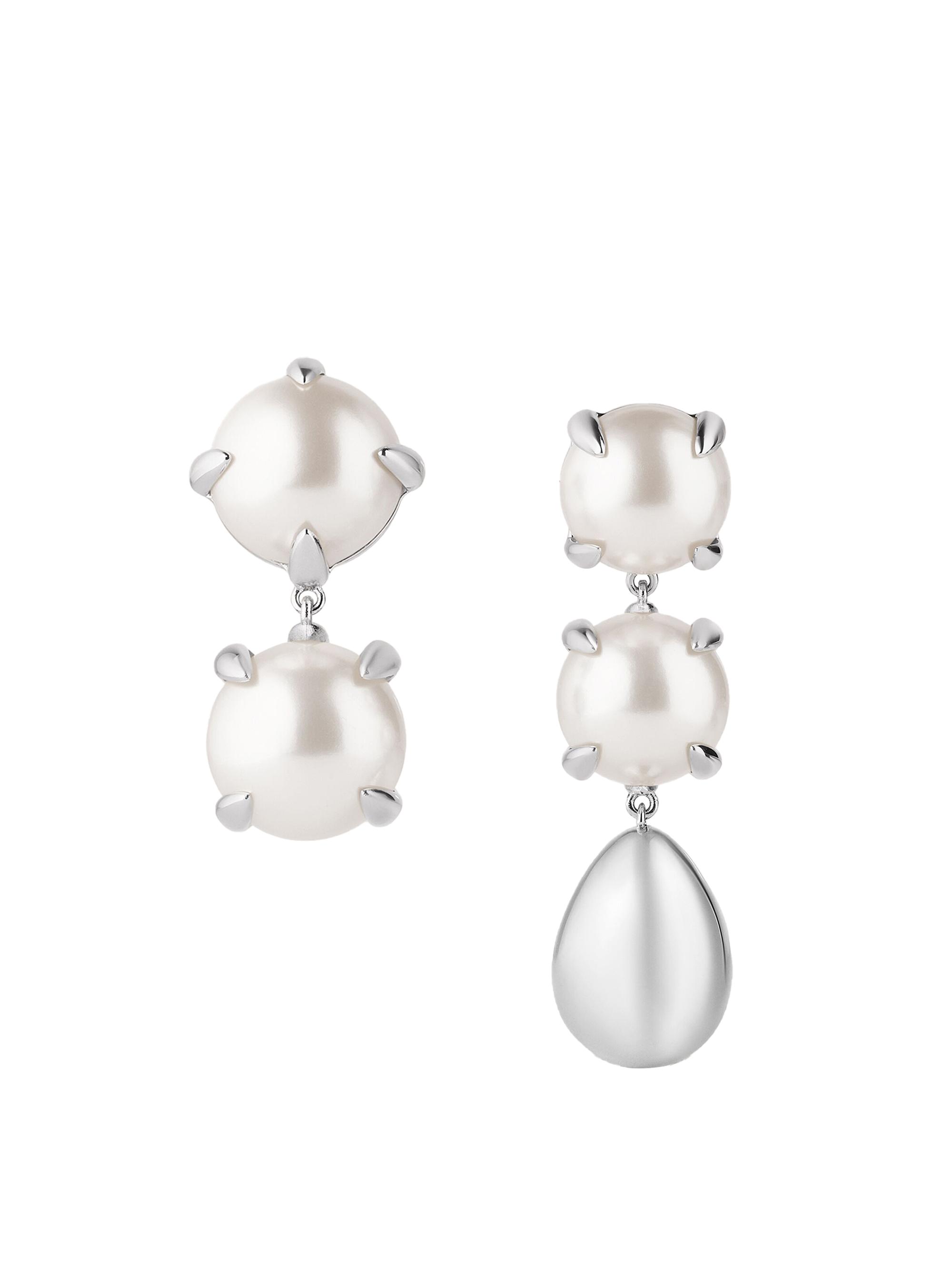 Givenchy Women's Spiky Pearl Asymmetric Earrings in Metal and Pearls - Silver