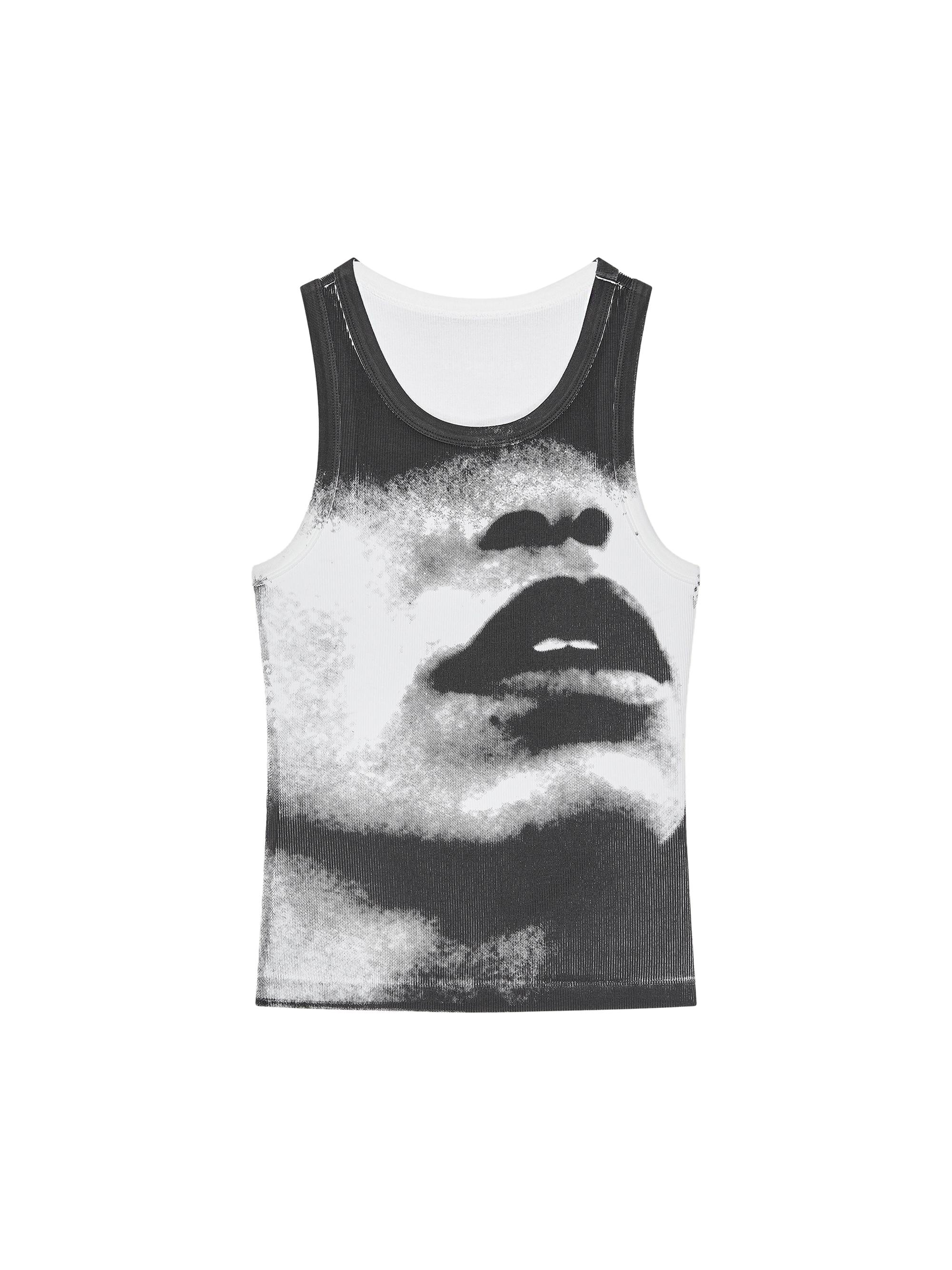 Givenchy Women's Slim Fit Tank Top in Cotton with Portrait Print - Black White