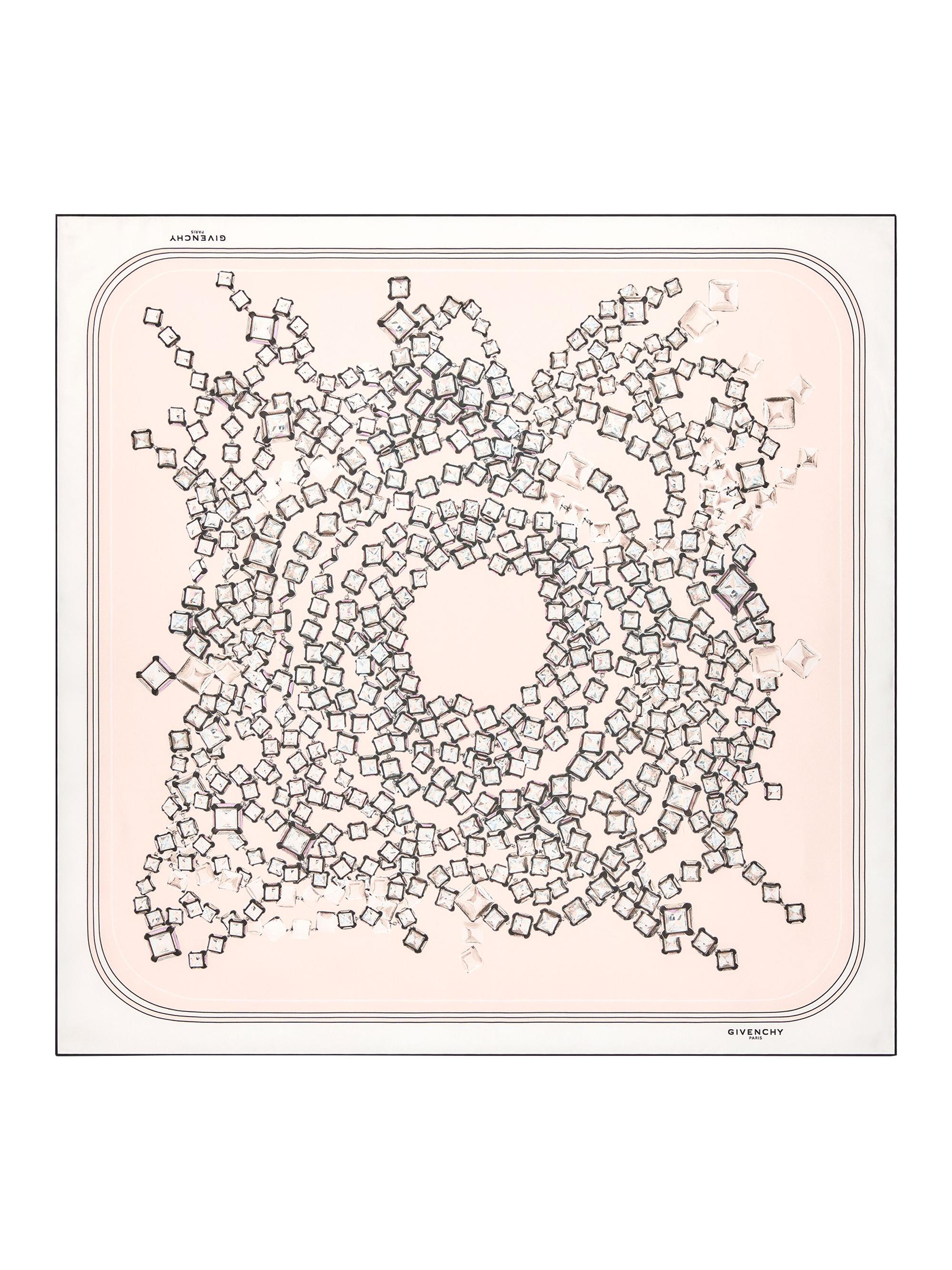 Givenchy Women's Square Scarf in Silk with Deconstructed Crystals Print - Baby Pink