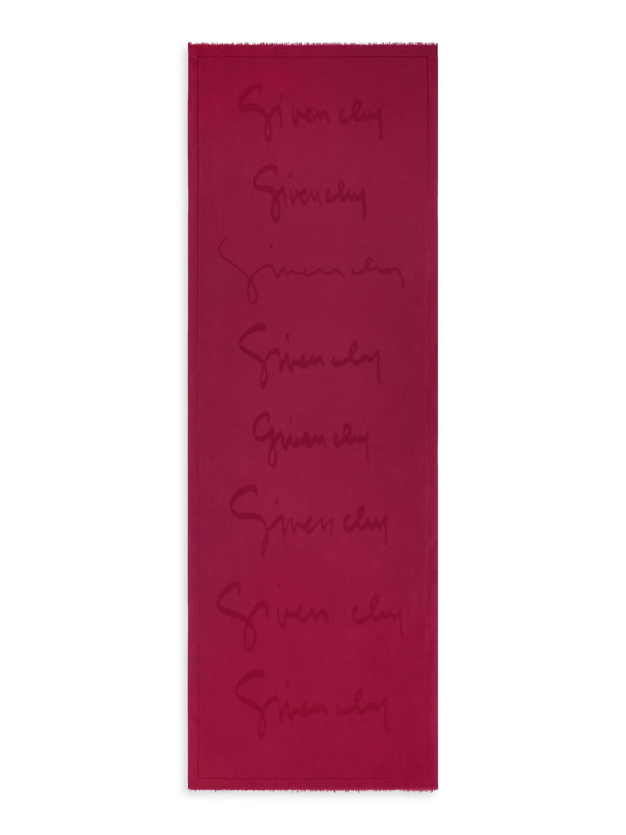 Givenchy Women's Stole in Silk and Cotton with Signature - Red Cherry