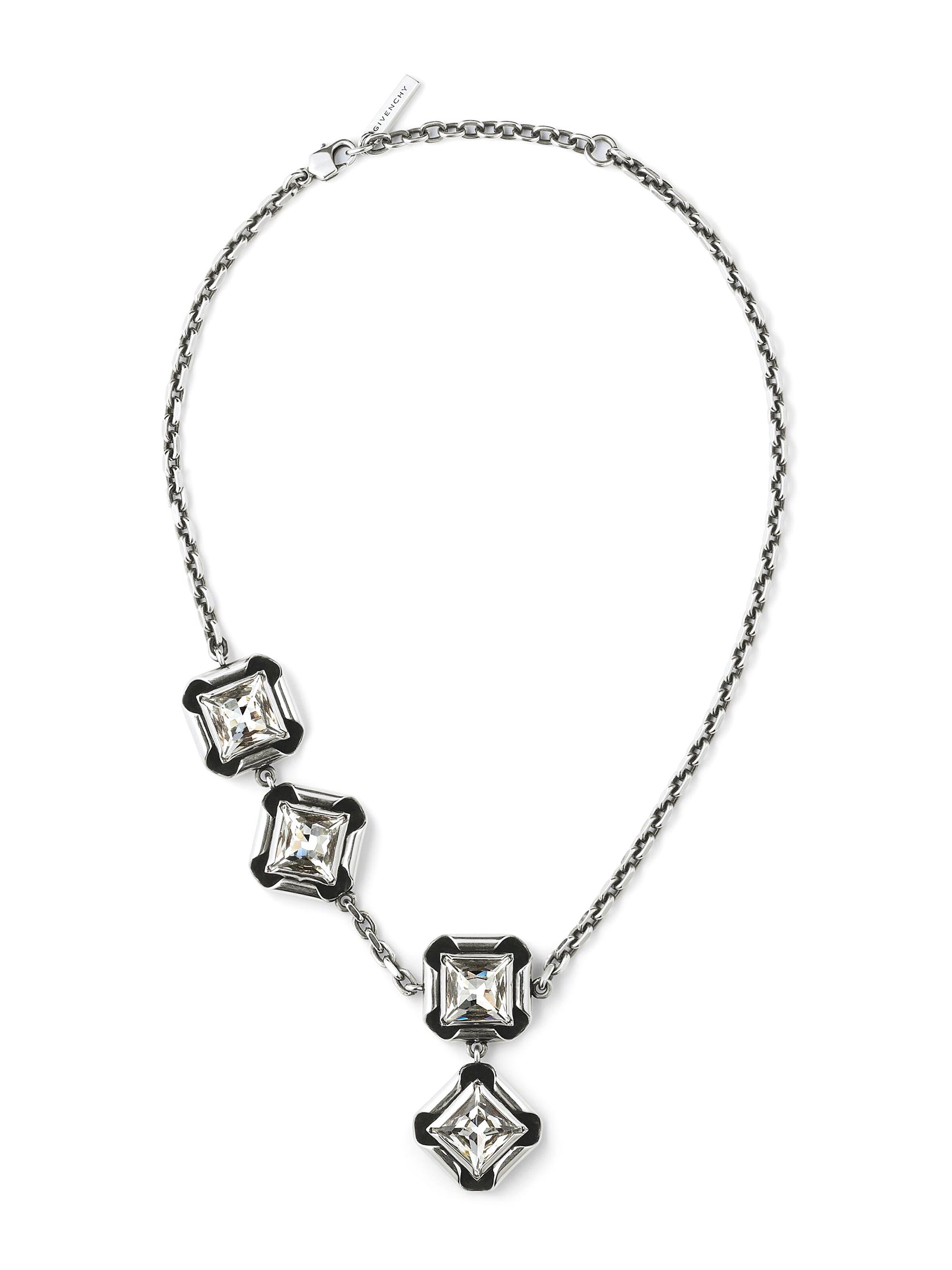 Givenchy Women's Crystal & Metal Logo Necklace - Antic Silvery