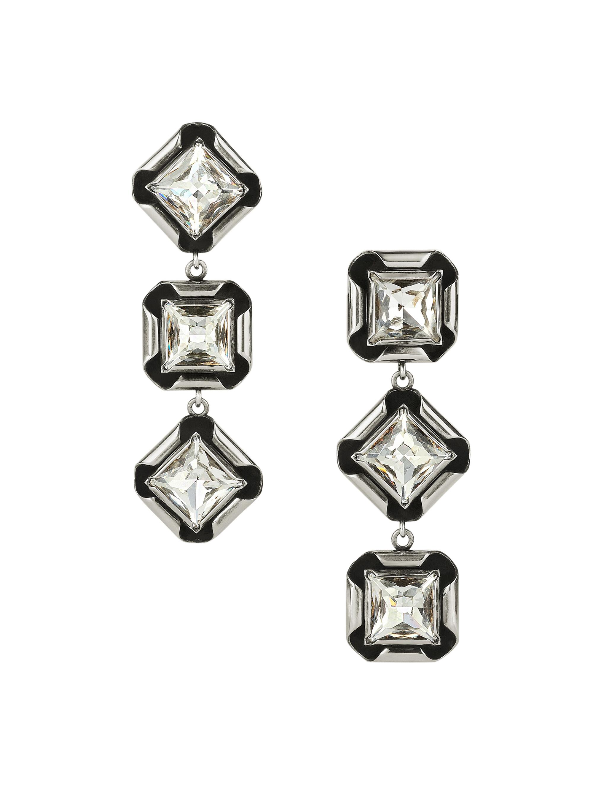 Givenchy Women's Deconstructed Crystals Earrings in Metal and Crystals - Antic Silvery