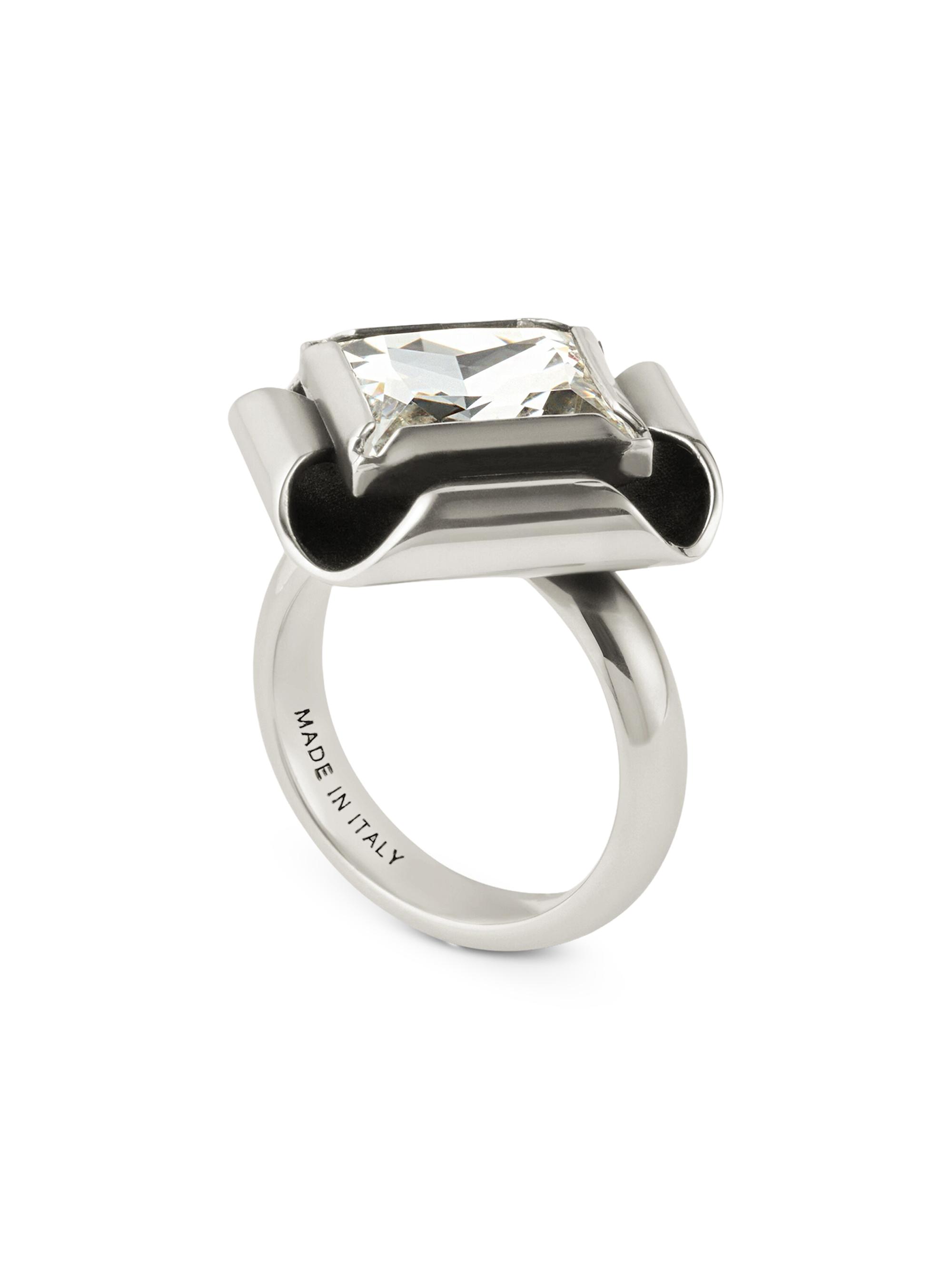 Givenchy Women's Deconstructed Crystals Ring in Metal and Crystals - Antic Silvery