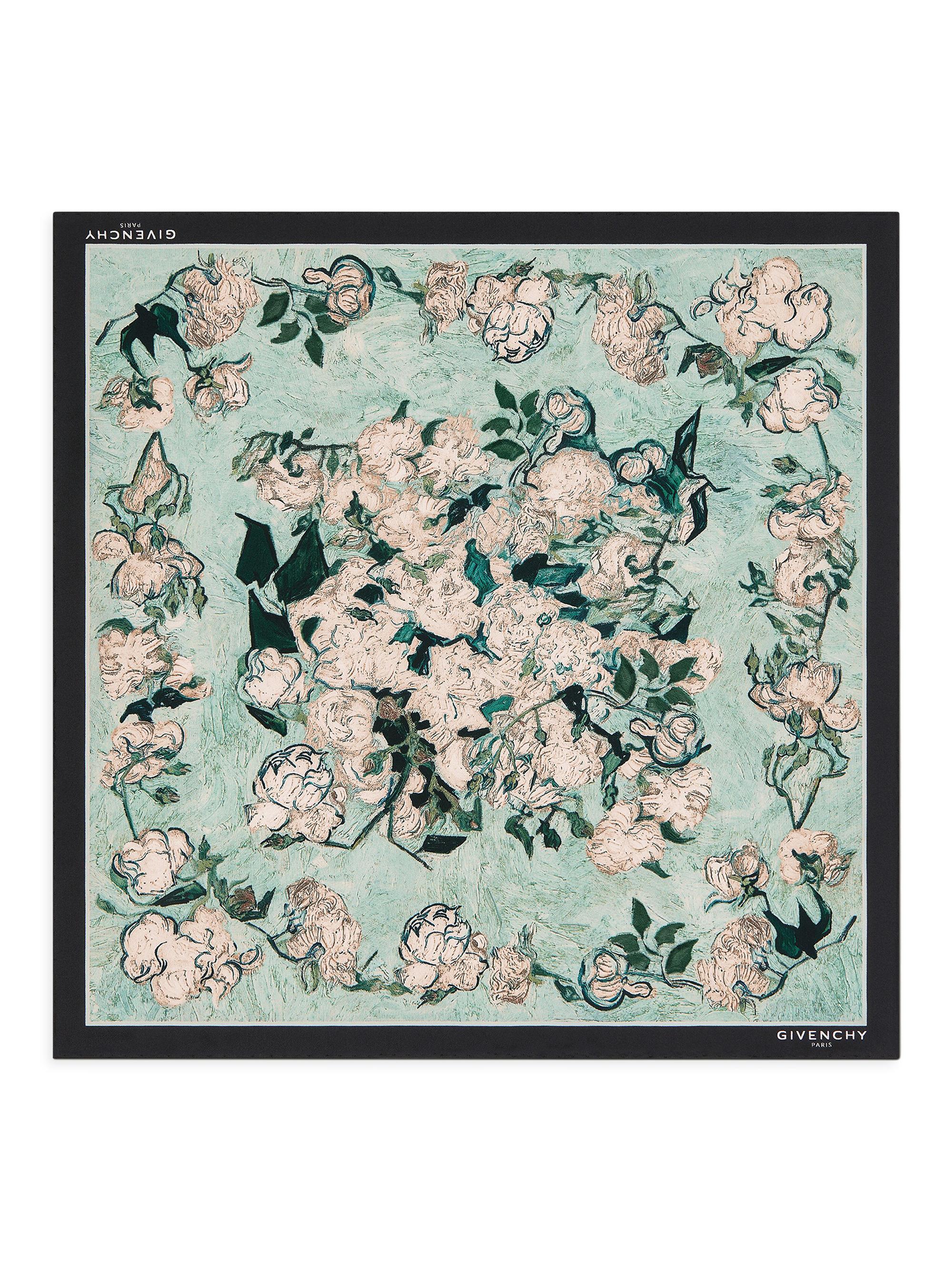 Givenchy Women's  Square Scarf in Silk with Roses Print - Light Mint Green