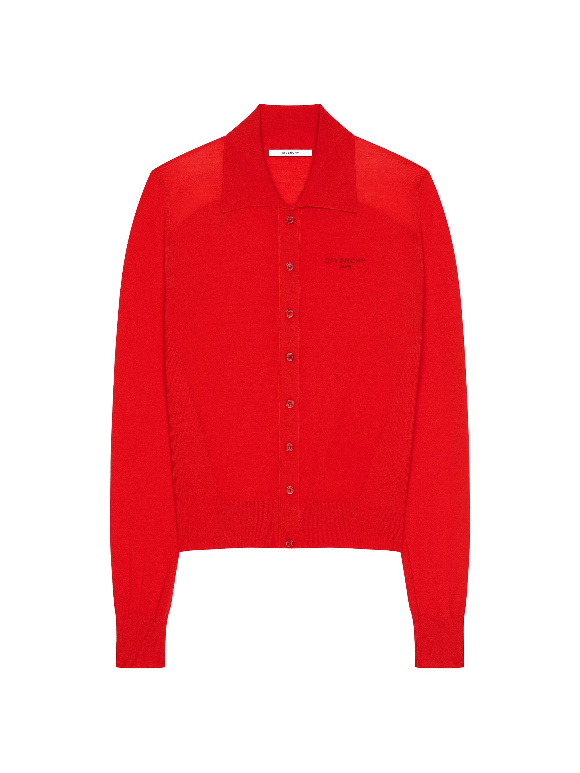 Givenchy Women's Polo Cardigan in Second Skin Effect Knit - Poppy Red