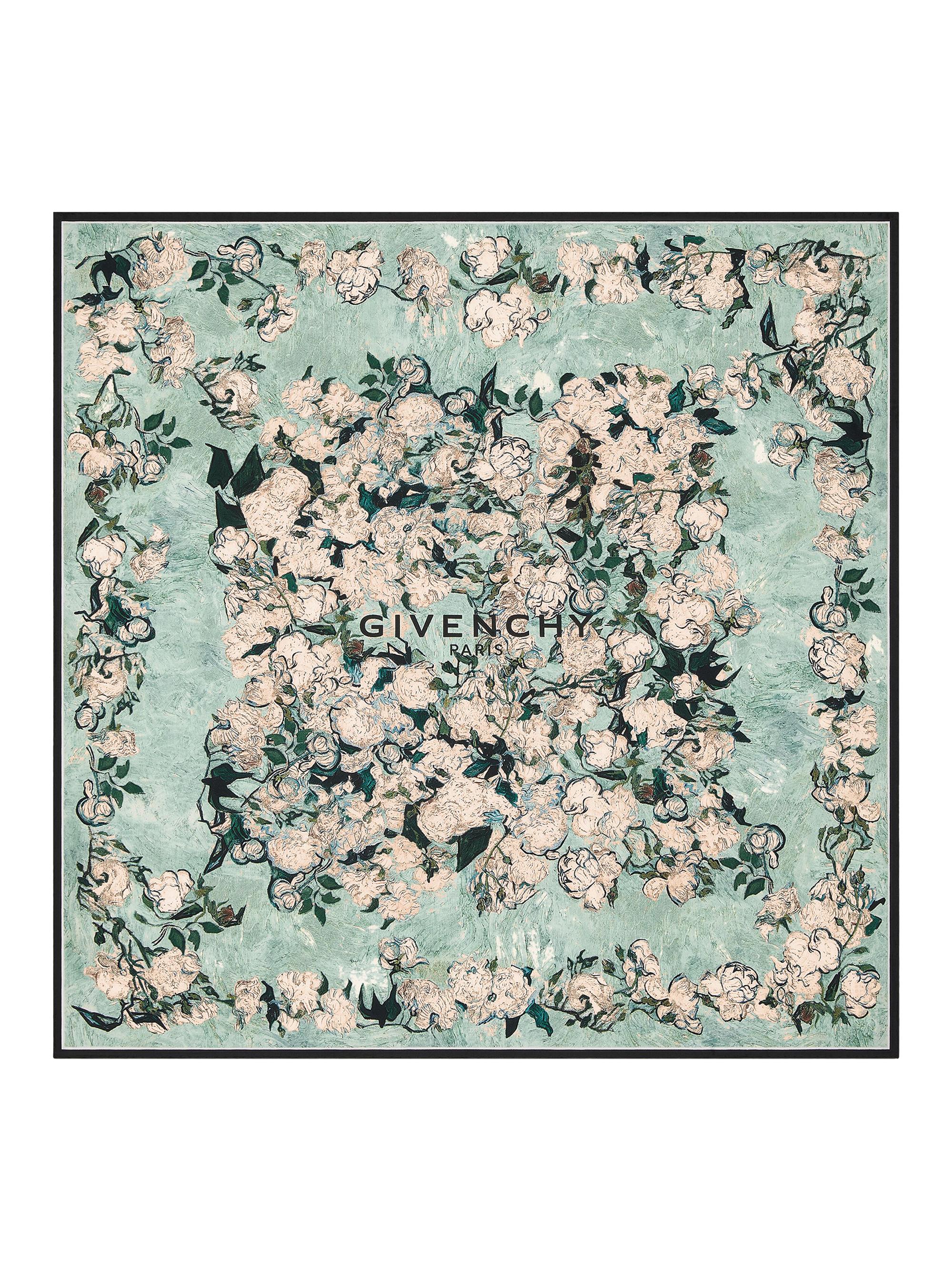 Givenchy Women's Square Scarf in Silk with Roses Print - Light Mint Green