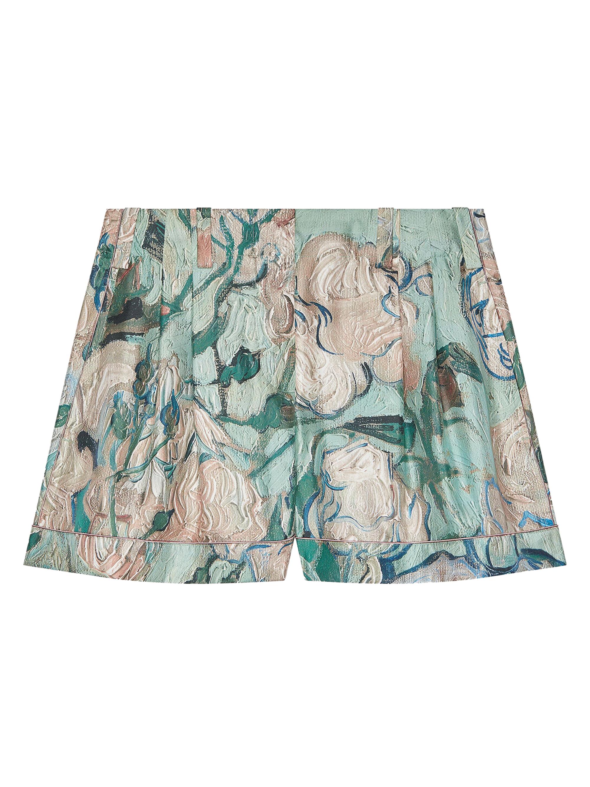Givenchy Women's Shorts in Silk with Roses Print - Mint Green