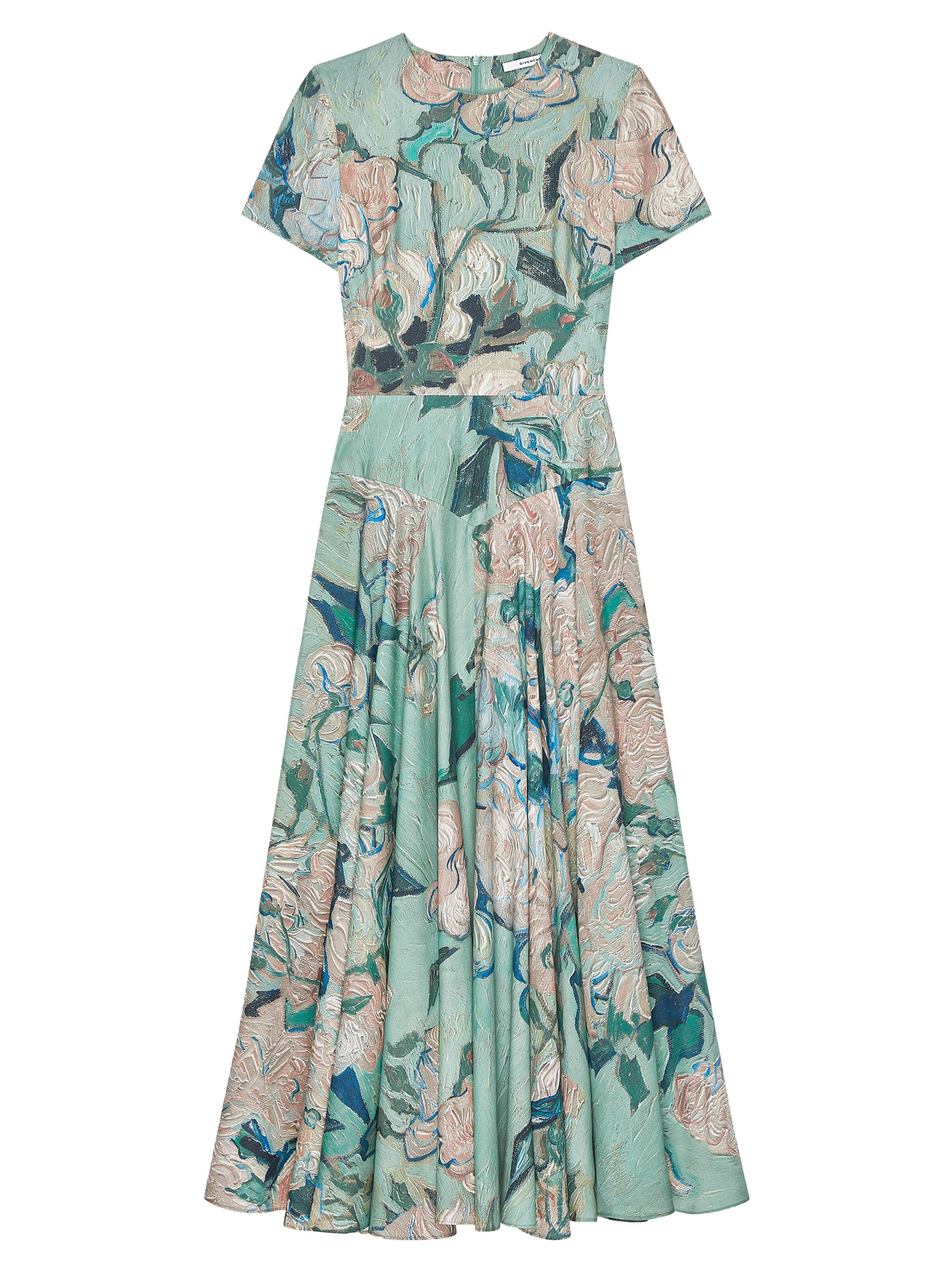 Givenchy Women's Long Dress in Viscose with Roses Print - Mint Green