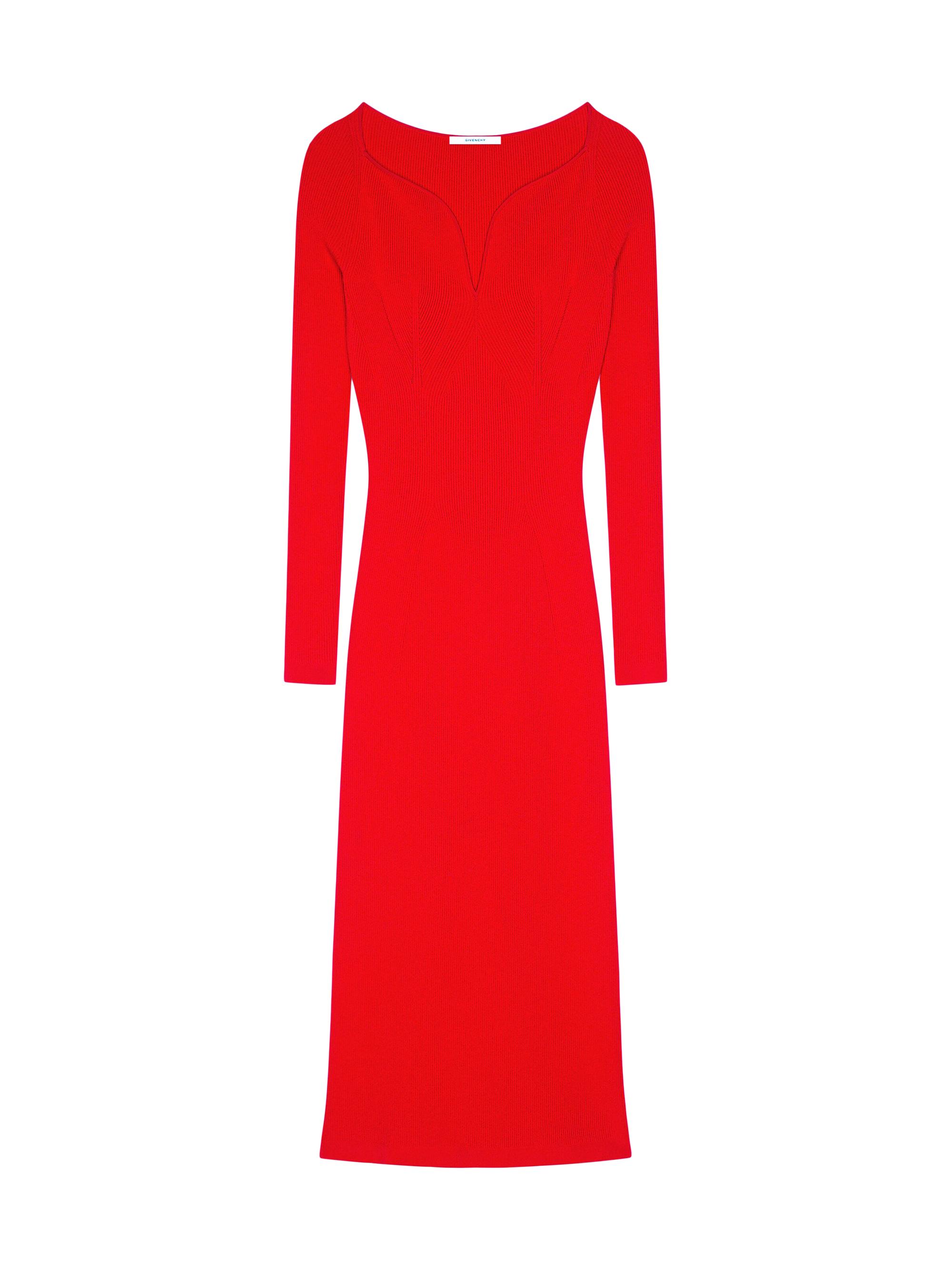 Givenchy Women's Kickback Midi Dress in Ribbed Knit - Poppy Red