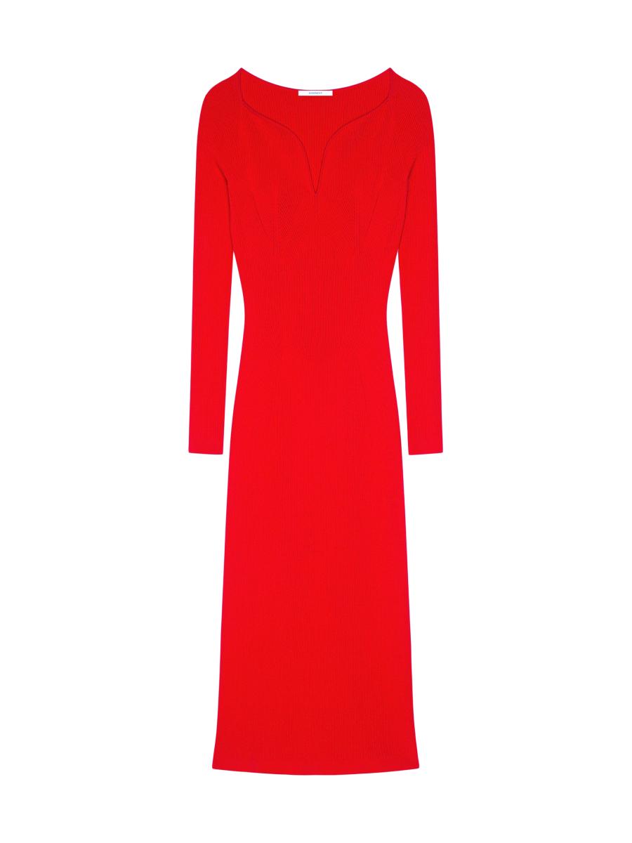 Givenchy Women's Kickback Midi Dress In Ribbed Knit In Red