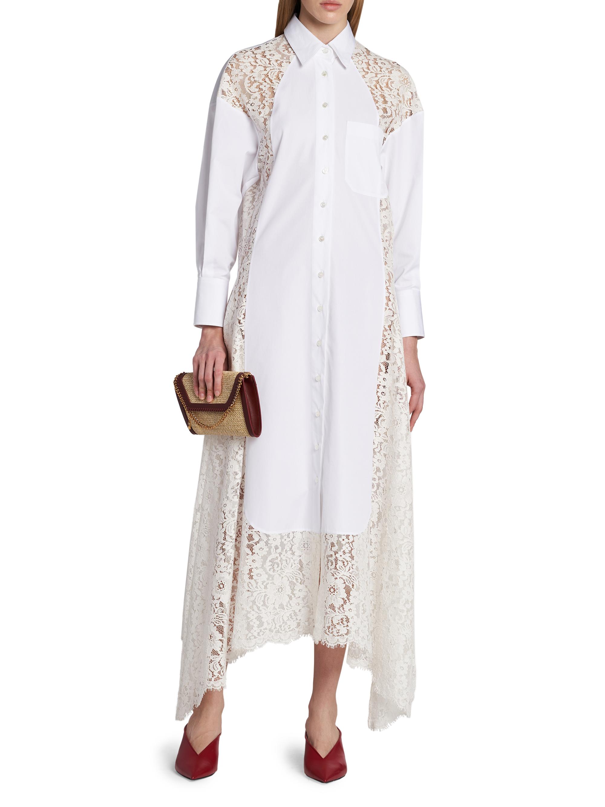 Stella McCartney Lace-Paneled Cotton Poplin Shirtdress | Saks