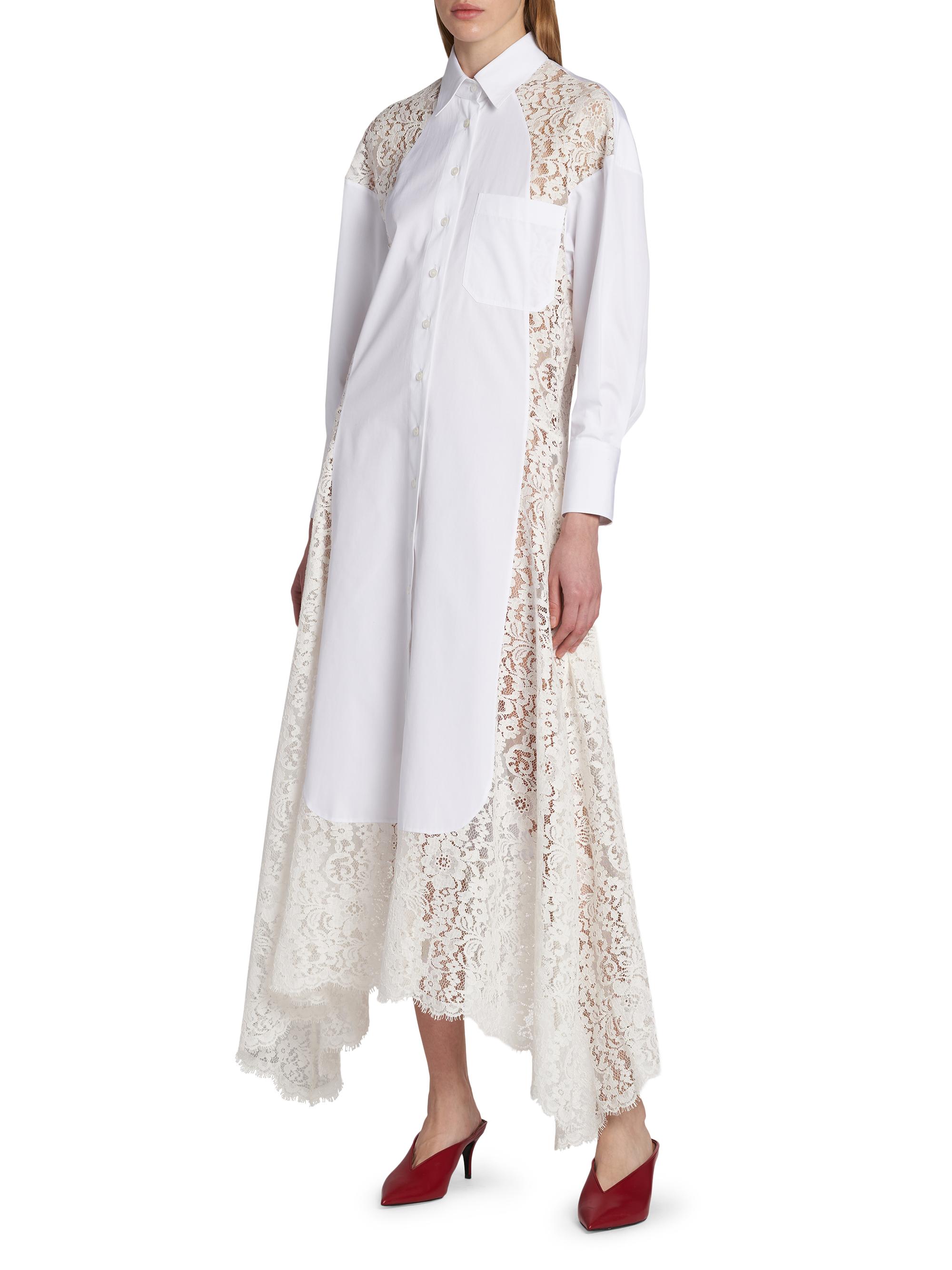 Stella McCartney Lace-Paneled Cotton Poplin Shirtdress | Saks