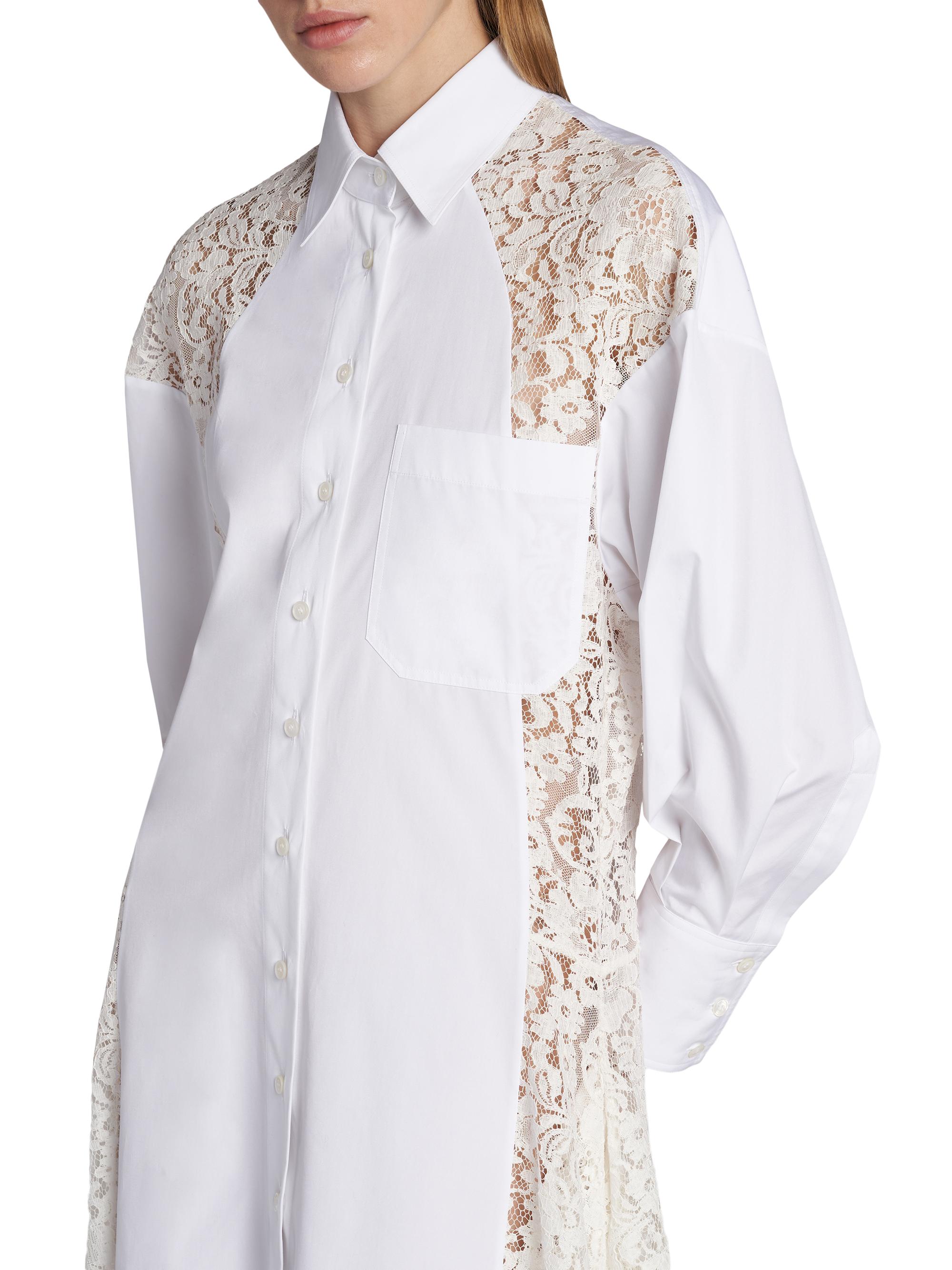 Stella McCartney Lace-Paneled Cotton Poplin Shirtdress | Saks