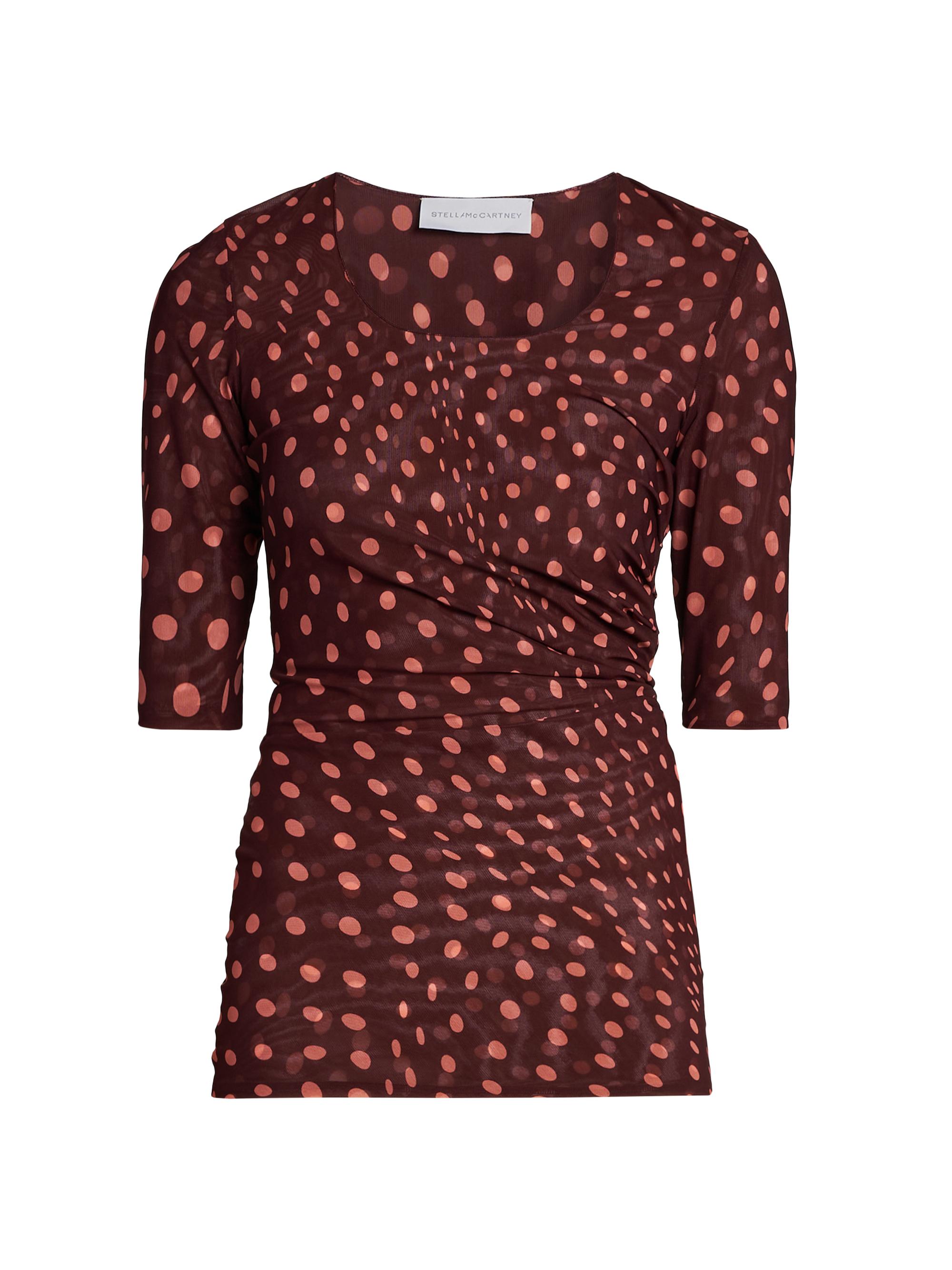 Stella McCartney Women's Polka Dot Mesh Top - Burgundy Pink - Women's Clothing