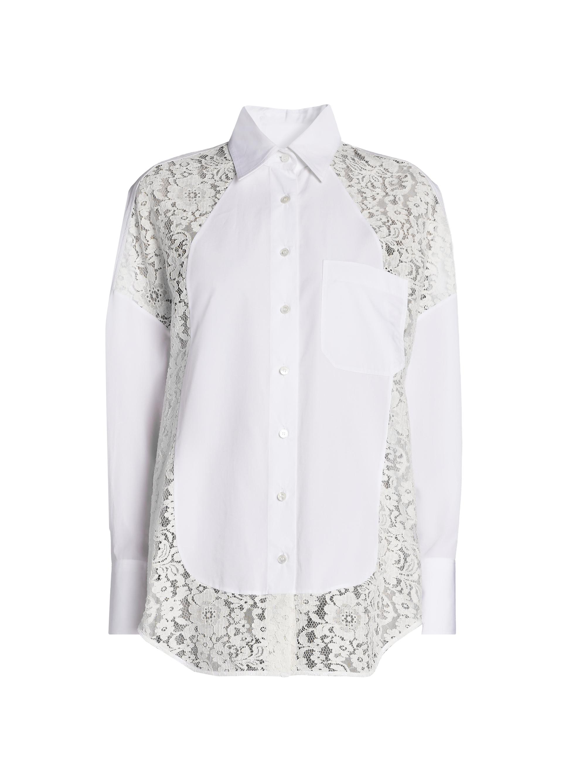 STELLA MCCARTNEY  コットンポプリンシャツドレス Stella McCartney Lace-Paneled Cotton Poplin Shirtdress | Saks