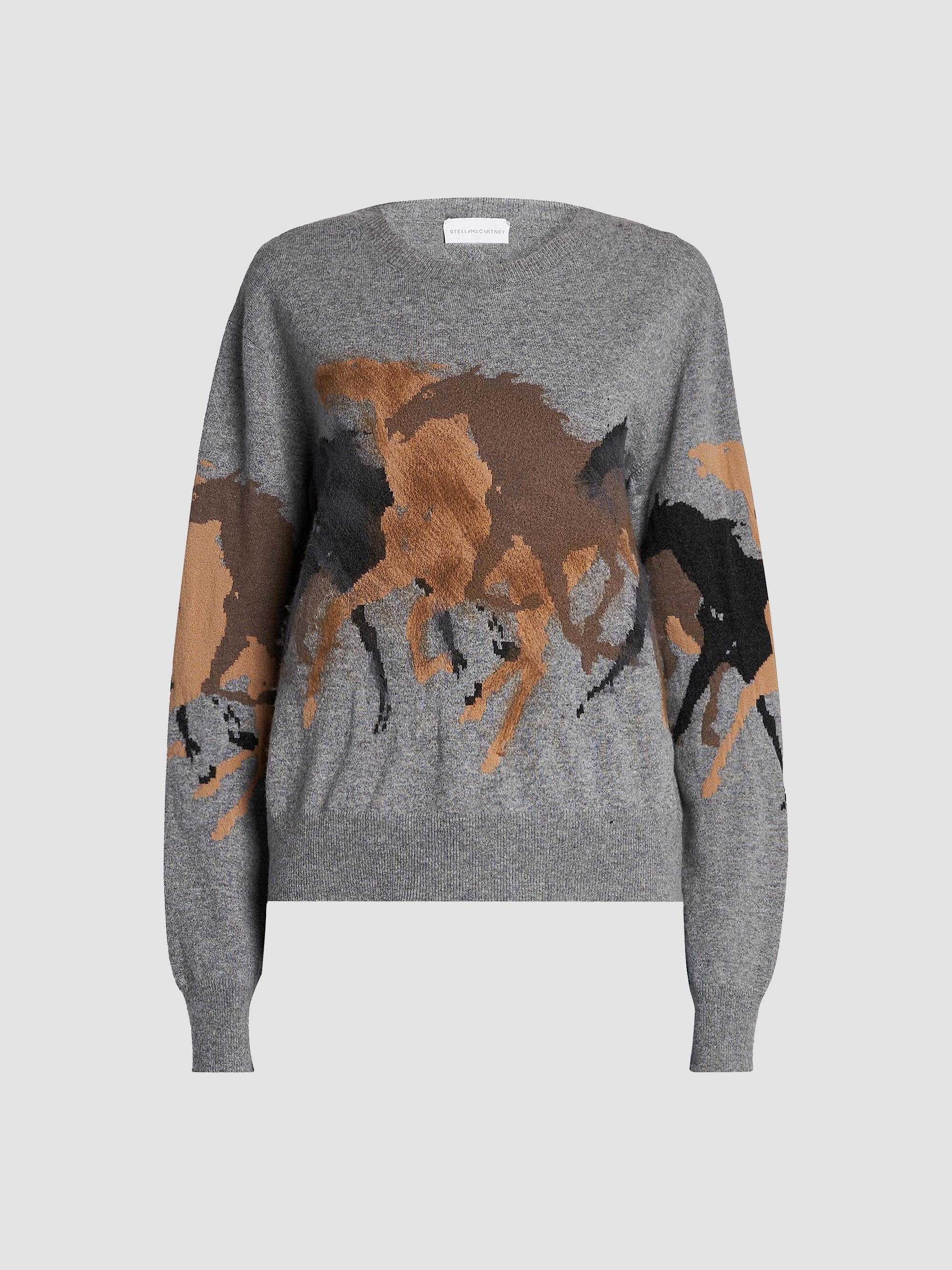 Stella McCartney Women's Racing Horses Wool Sweater - Grey Melange | Thumbnail 7