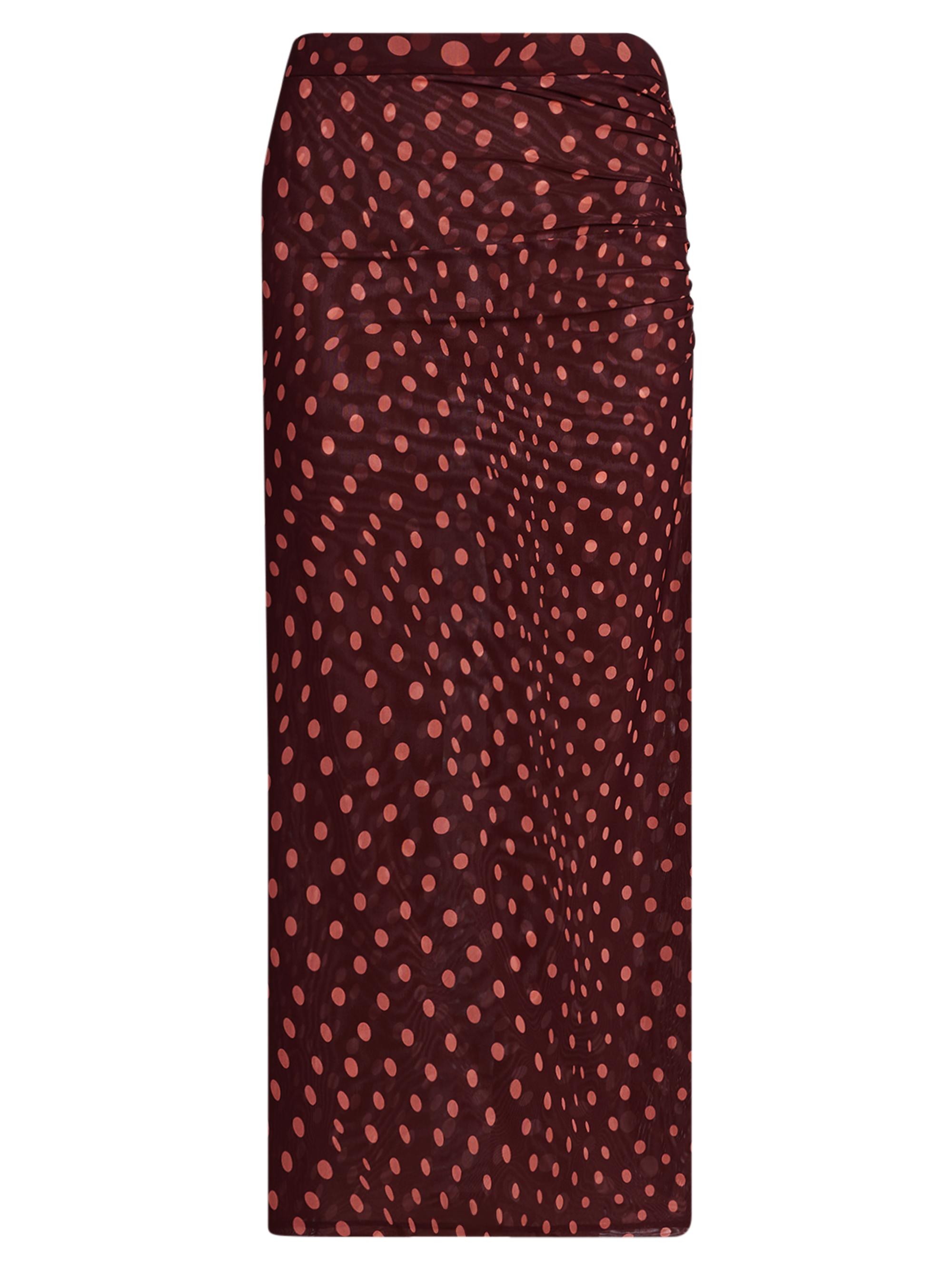 Stella McCartney Women's Polka Dot Mesh Midi Skirt - Burgundy Pink