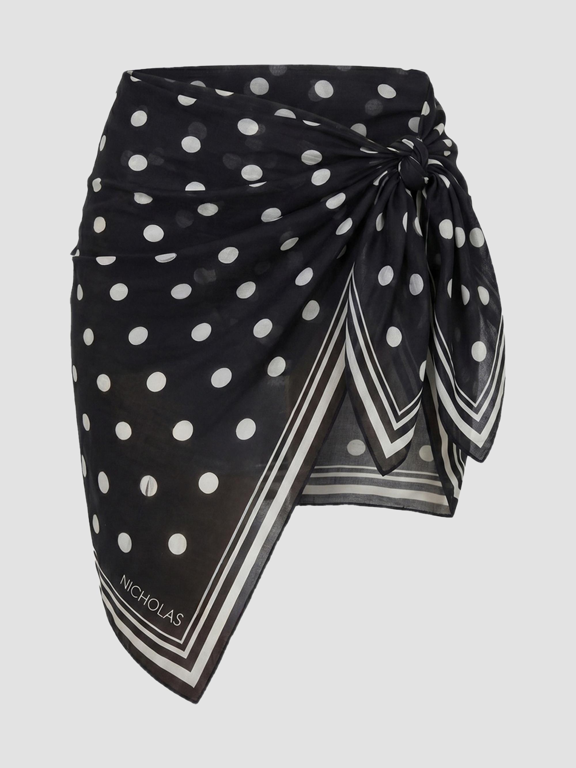 Nicholas the Label Women's Ursa Polka Dot Georgette Mini Sarong - Black  Polka Dot