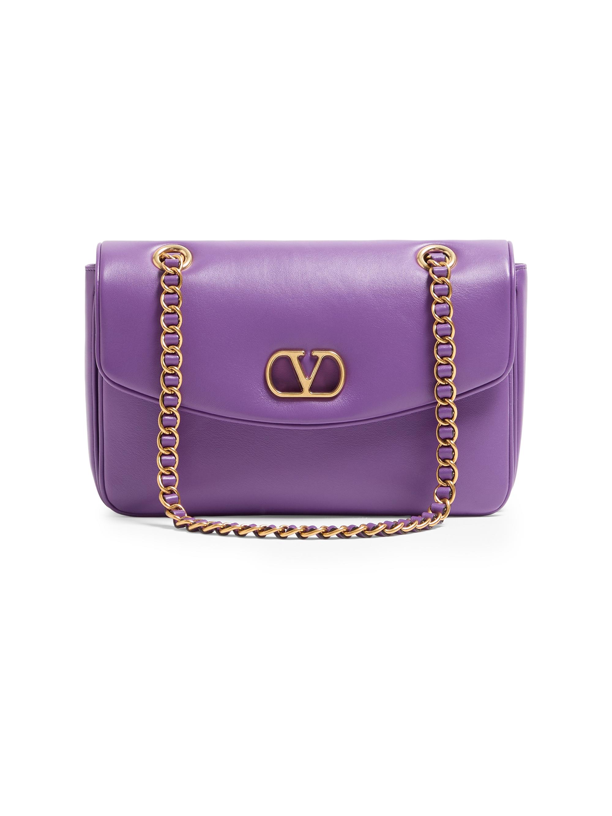 Valentino Garavani Women's Djuna  Chain Shoulder Bag in Nappa Leather - Purple