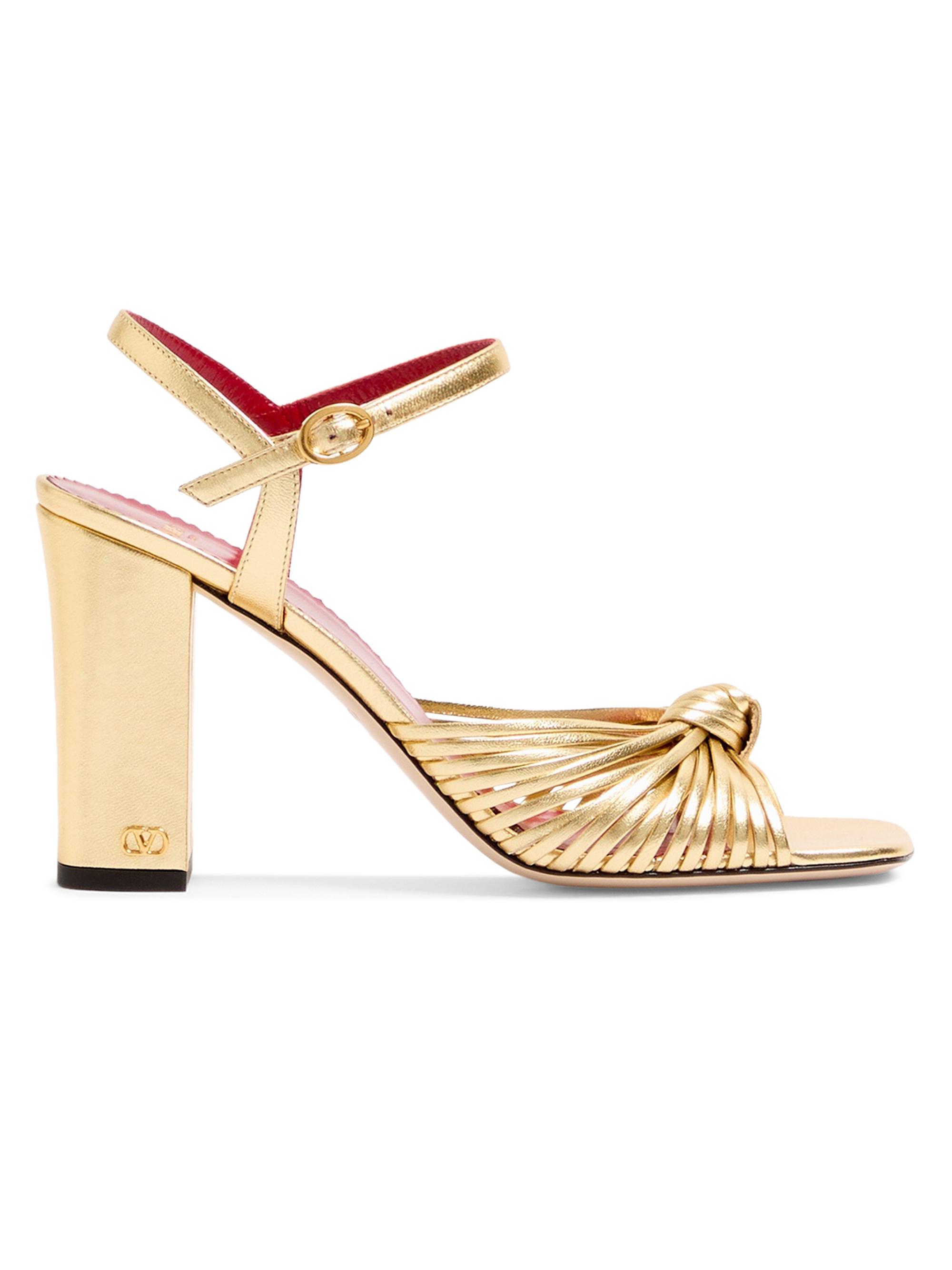 Valentino Garavani Women's Annet Laminated Nappa 90MM Sandals - Gold