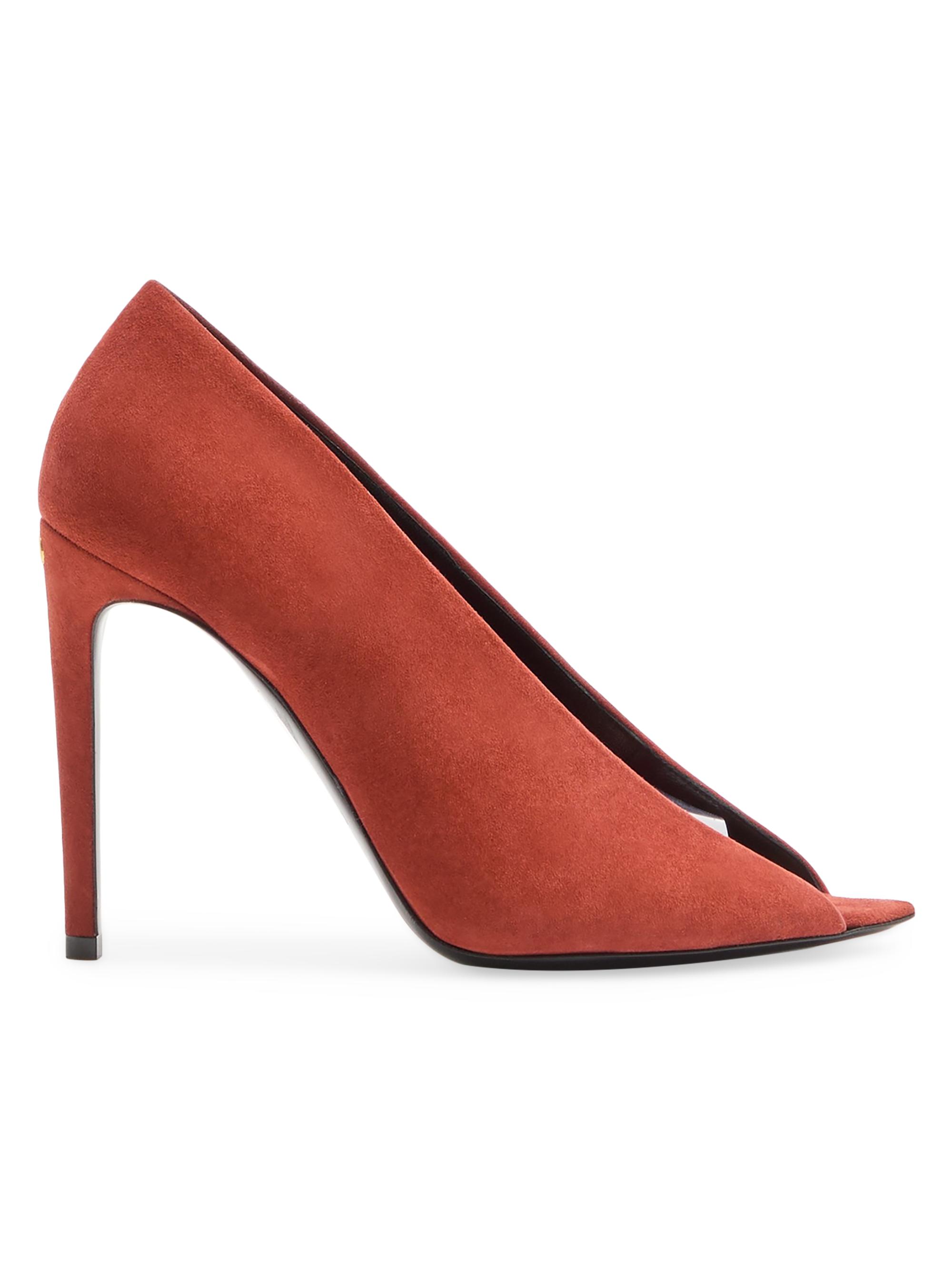 Valentino Garavani Women's Open-Toe 105MM Revele Suede Pumps - Rust - Women's Clothing