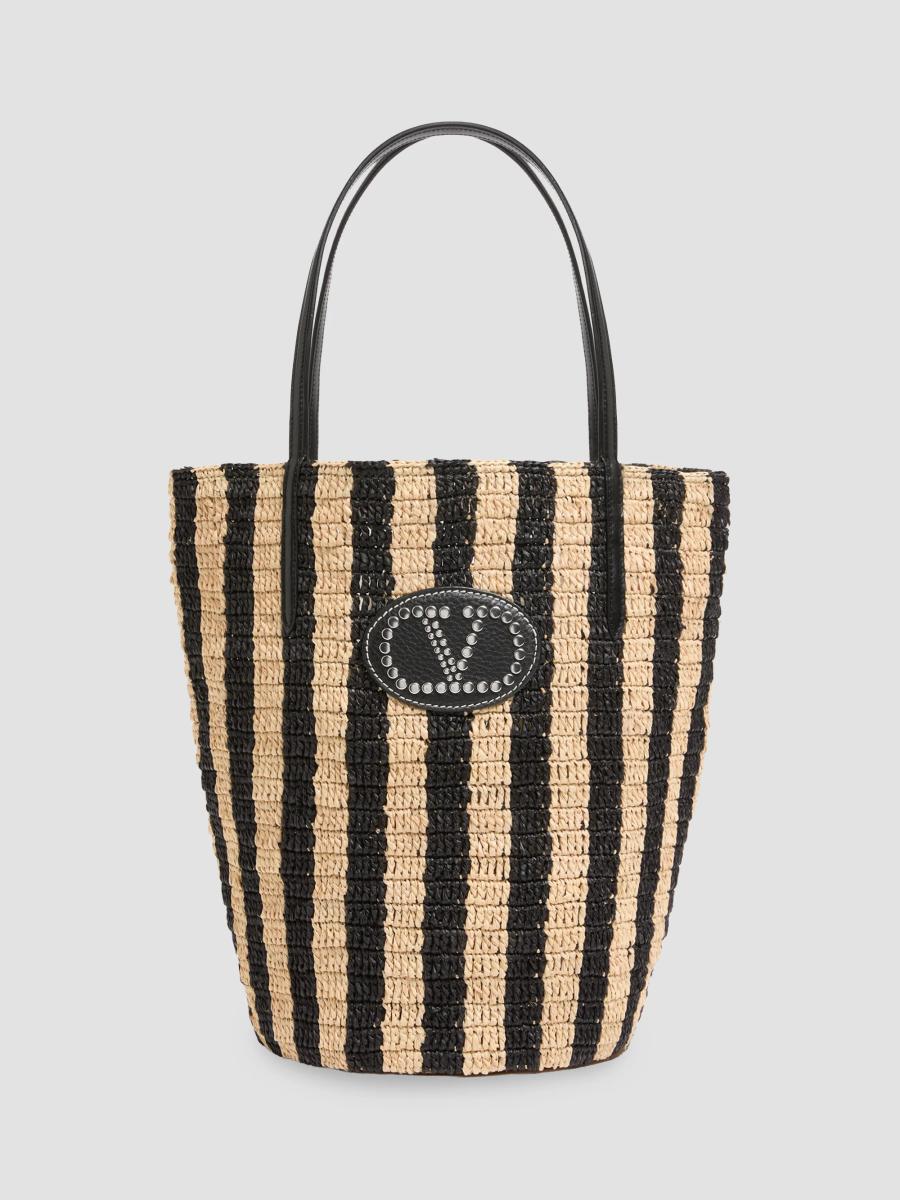 Valentino Garavani Striped Raffia Shopping Bag | Saks Fifth Avenue