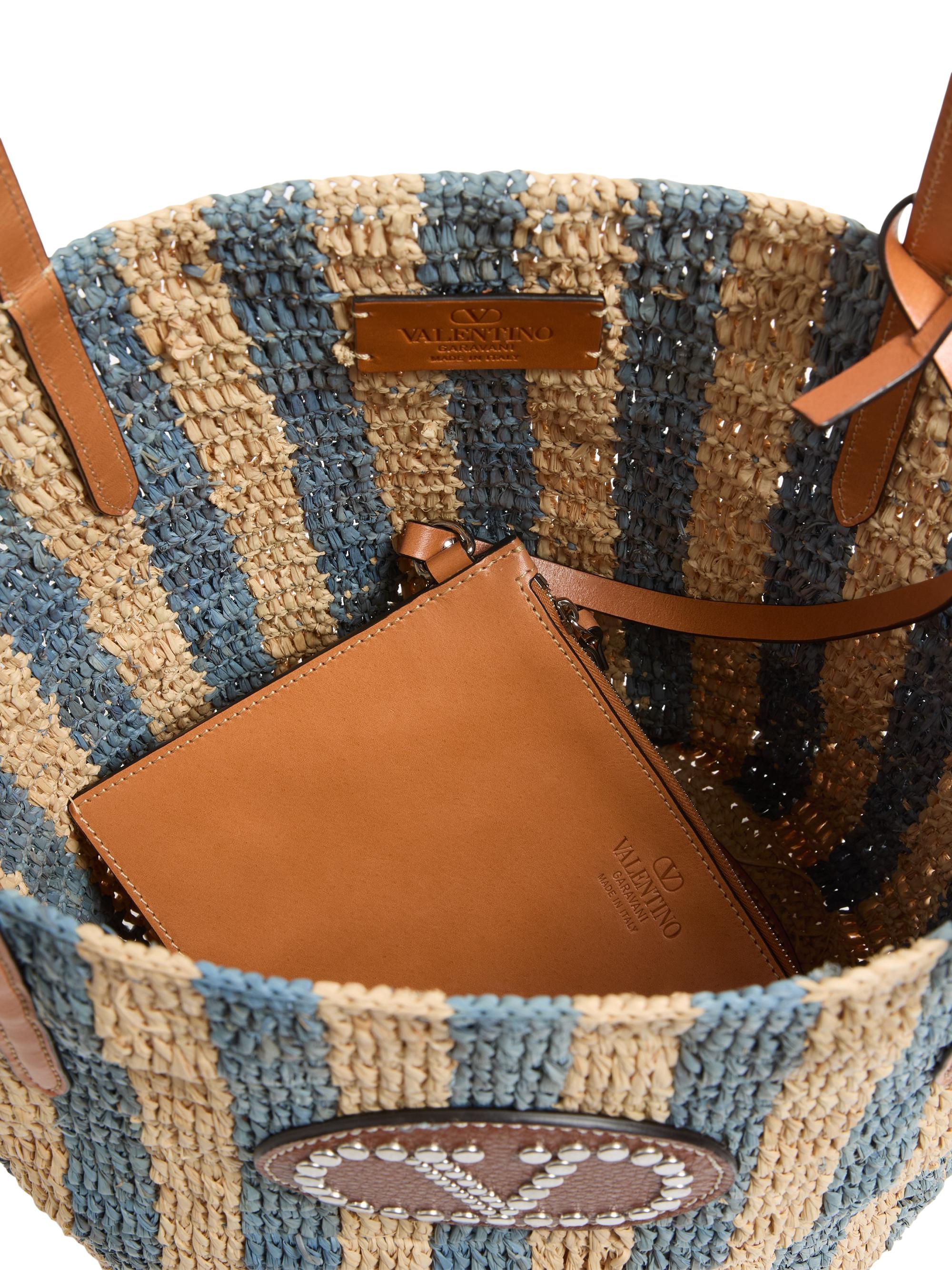 Valentino Garavani Striped Raffia Shopping Bag | Saks Fifth Avenue