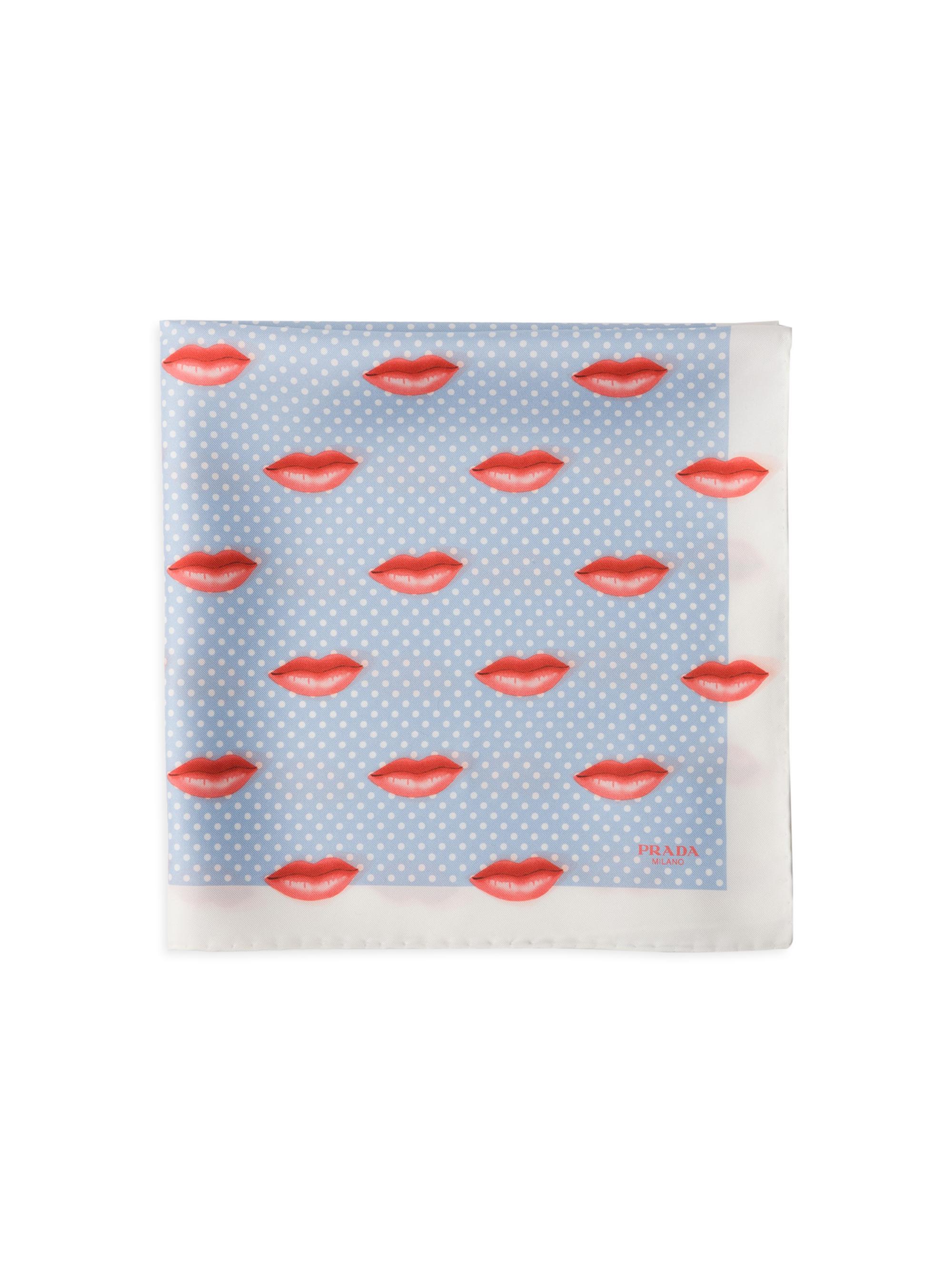 Prada Women's Printed Silk Twill Scarf - Blue