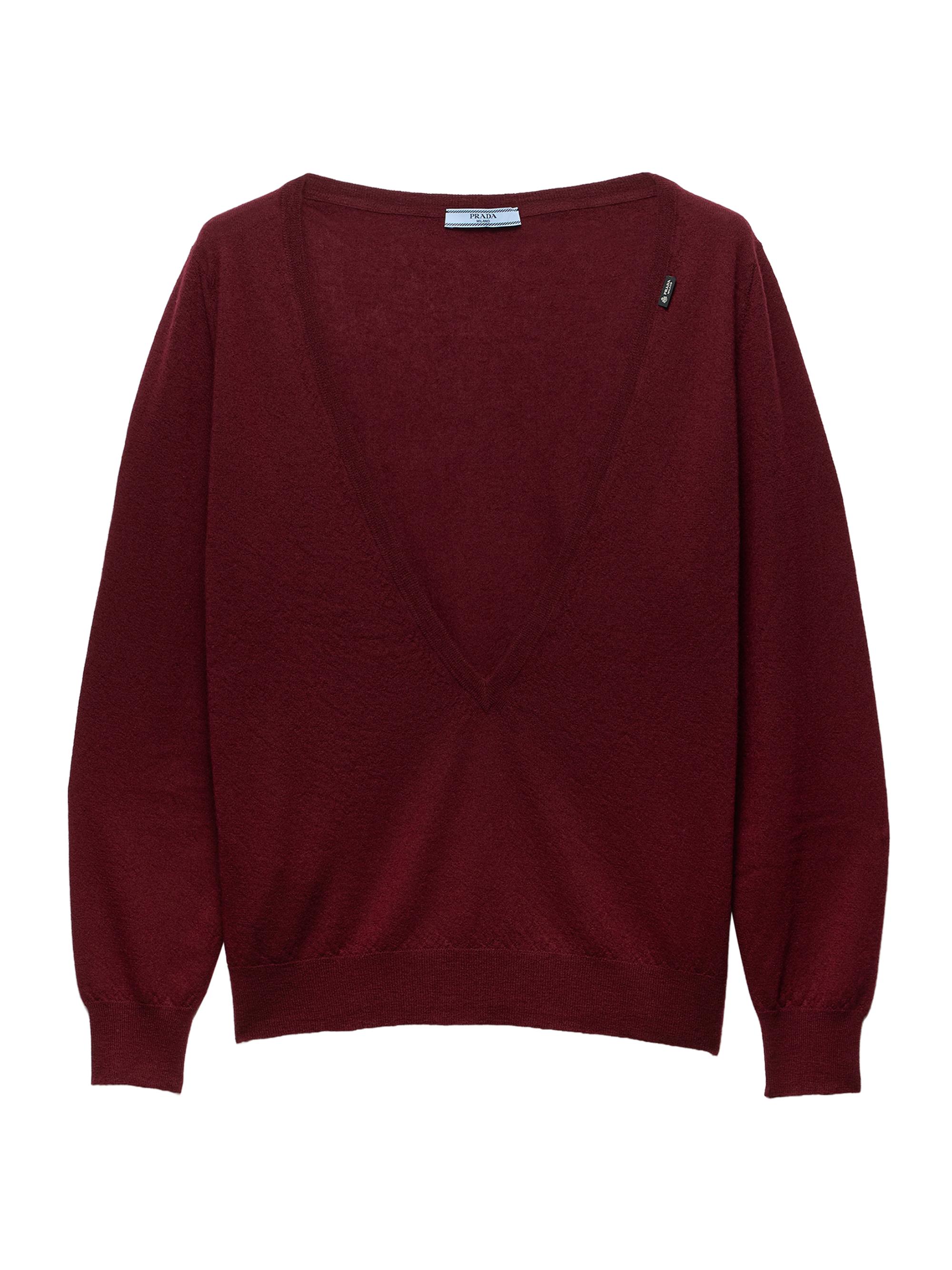 Prada Women's Cashmere V-Neck Sweater - Dark Red