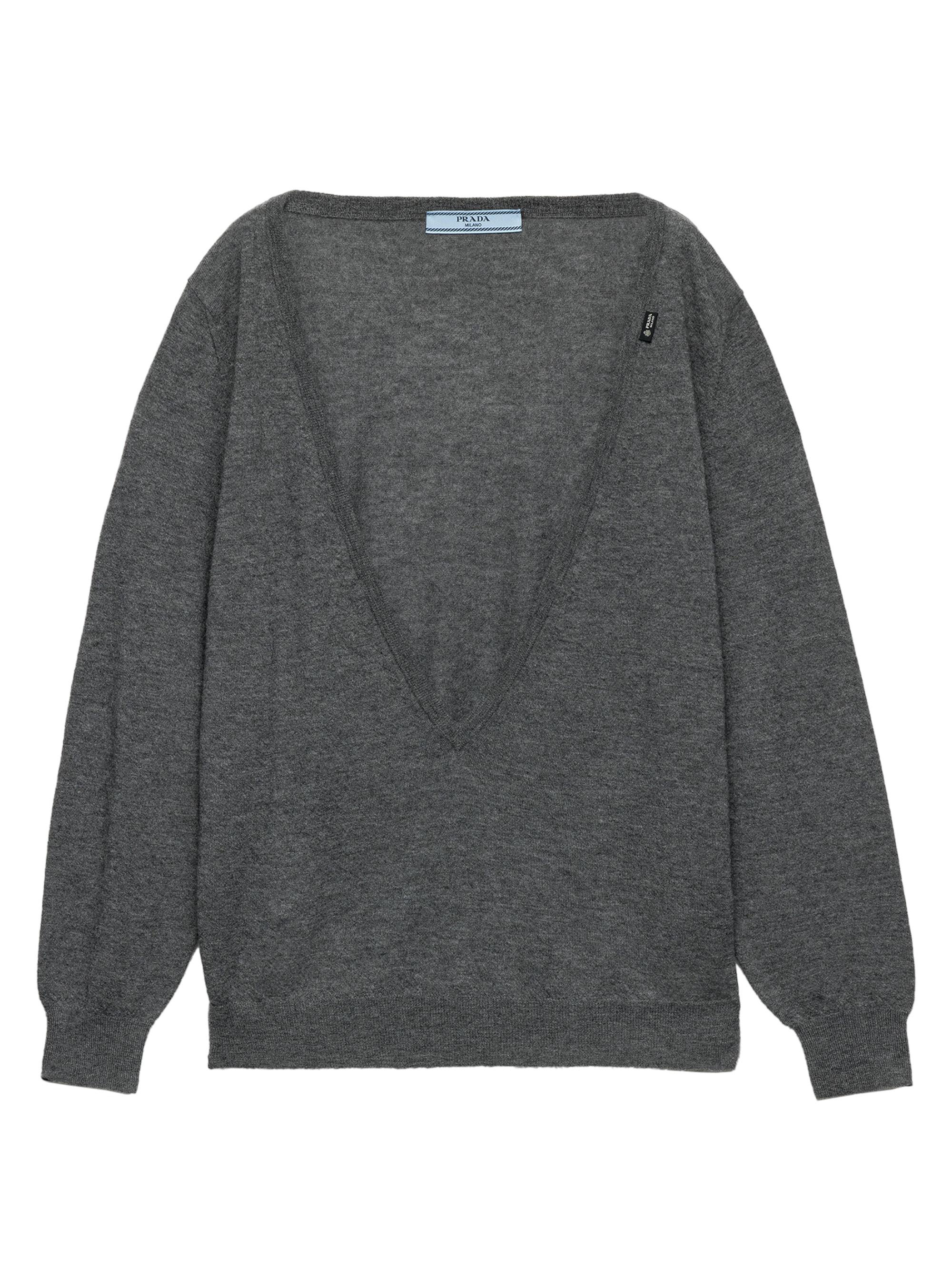 Prada Women's Cashmere V-Neck Sweater - Grey