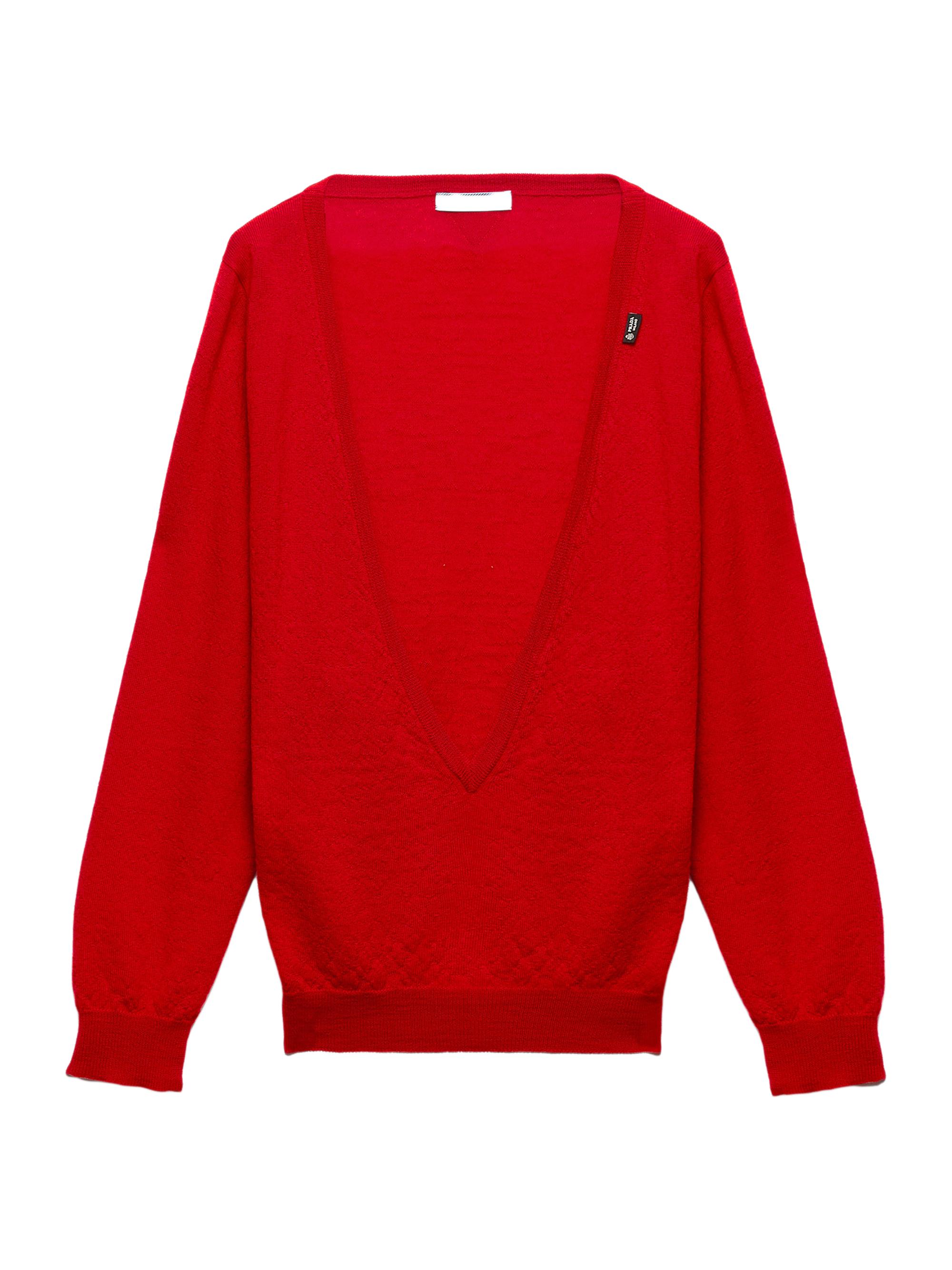 Prada Women's Cashmere V-Neck Sweater - Red