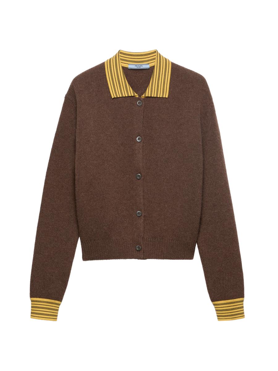 Prada Women's Cashmere Cardigan In Brown