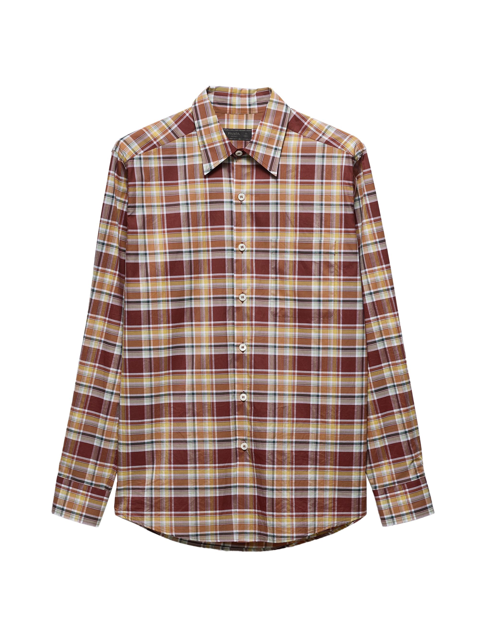 Prada Men's Checked Cotton Shirt - Brown
