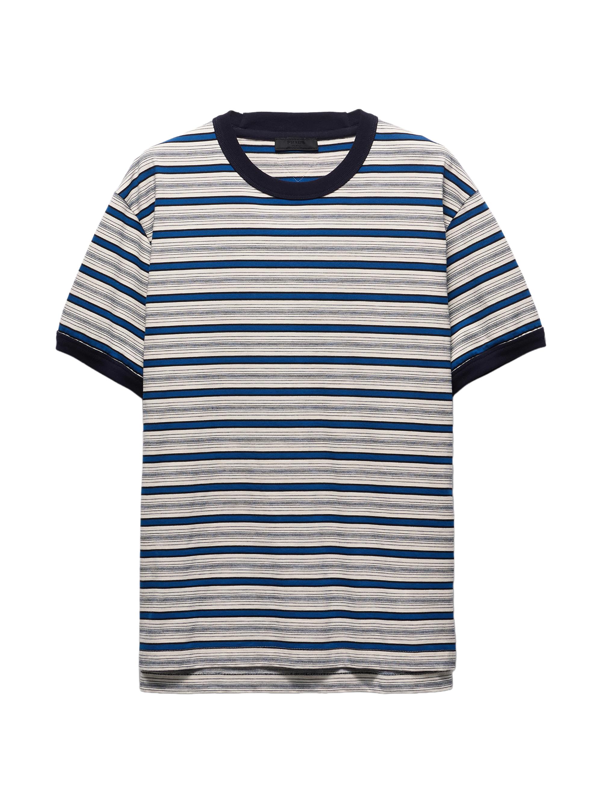 Prada Men's Striped Cotton T-Shirt - Beige Blue