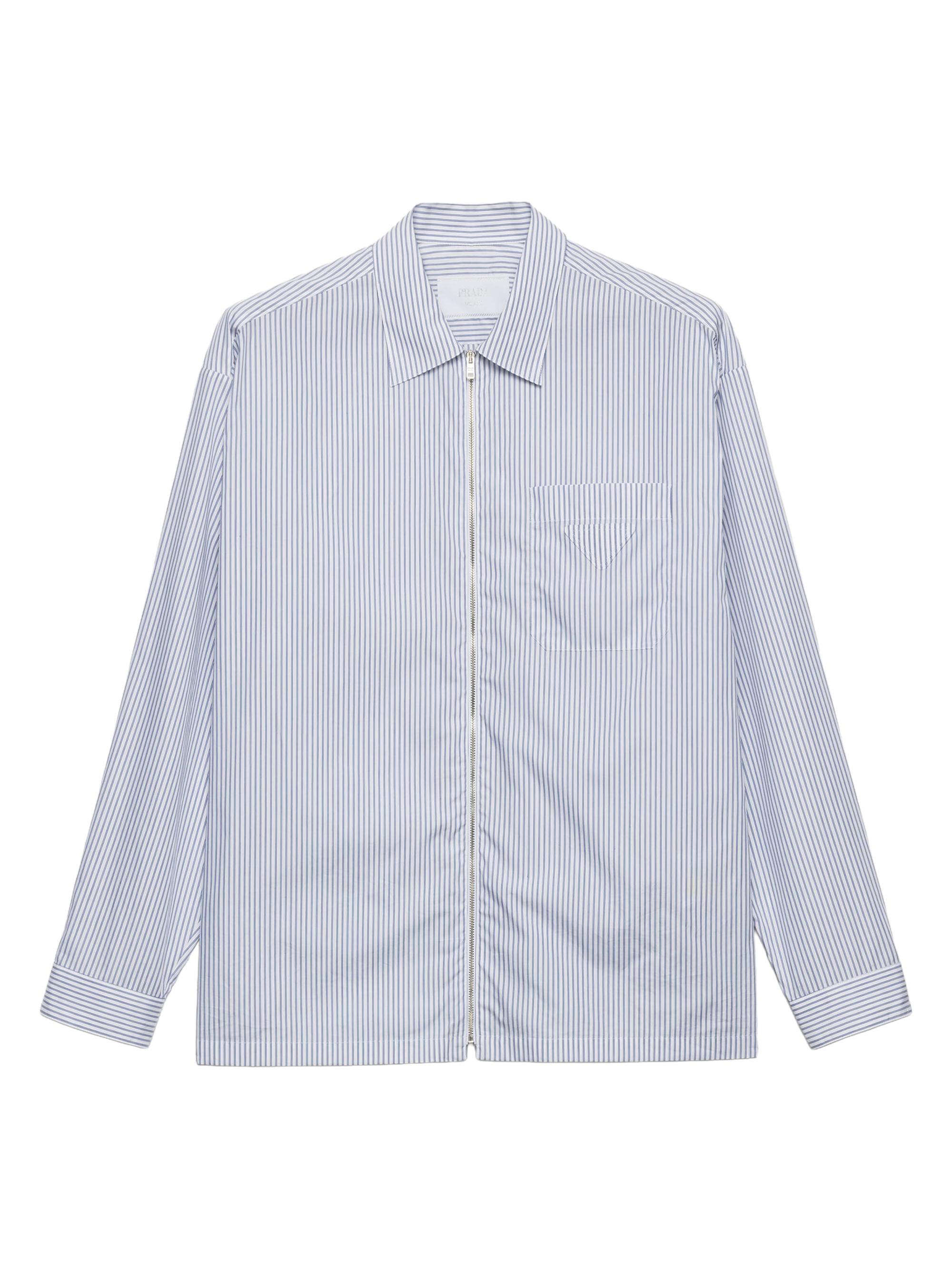 Prada Men's Cotton Zipper Shirt - Blue