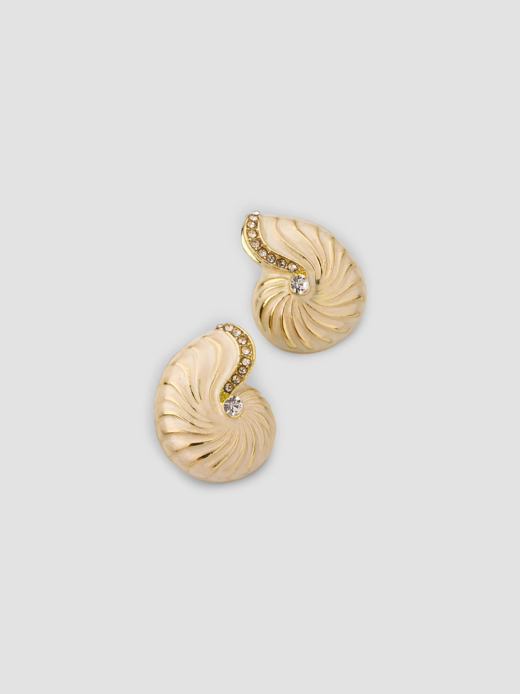 Kenneth Jay Lane Women's Goldtone, Enamel & Glass Crystal Nautical Shell Stud Earrings - Gold