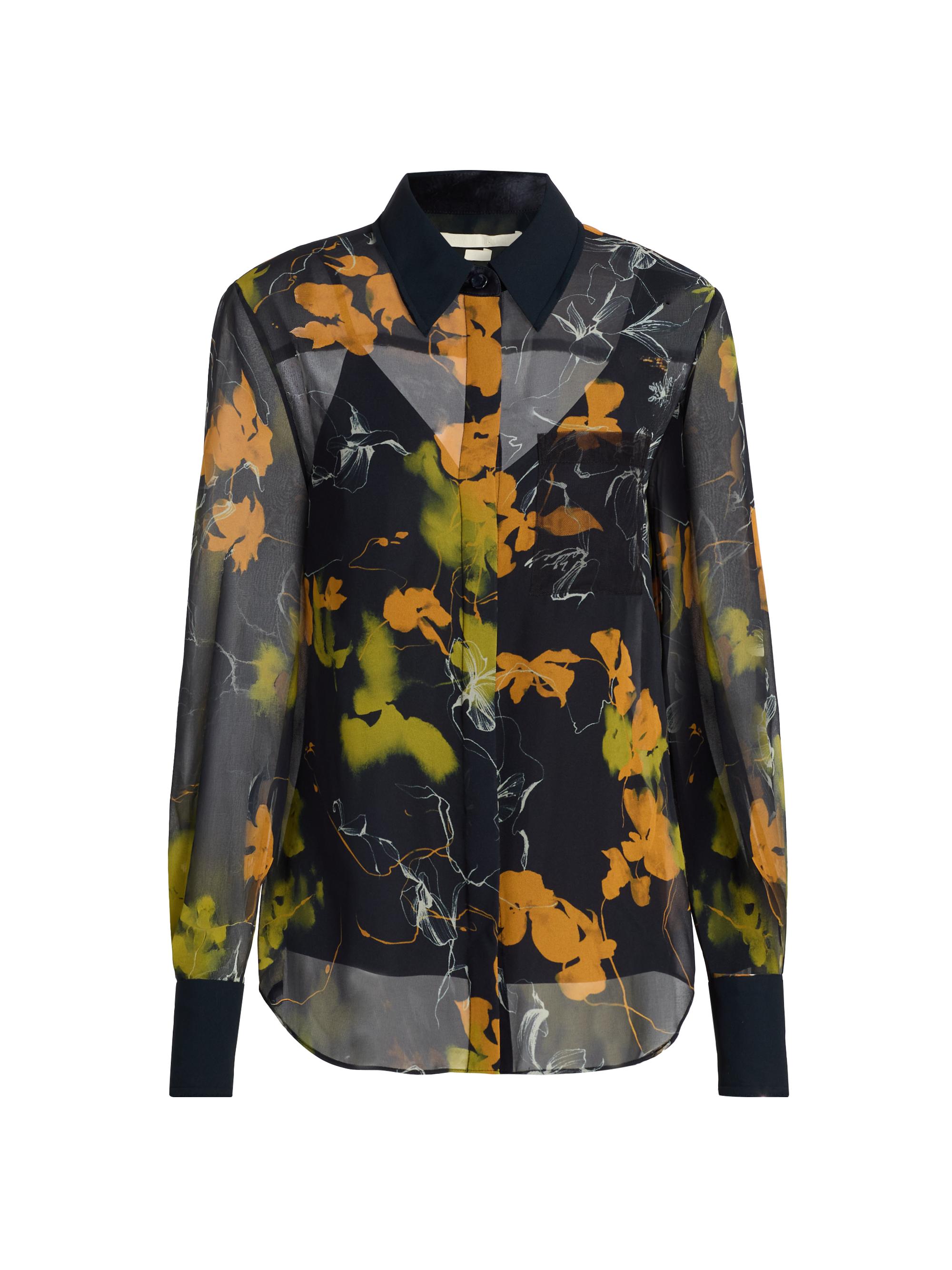 Jason Wu Women's Shadow Floral Crepe Chiffon Shirt - Ultra Navy