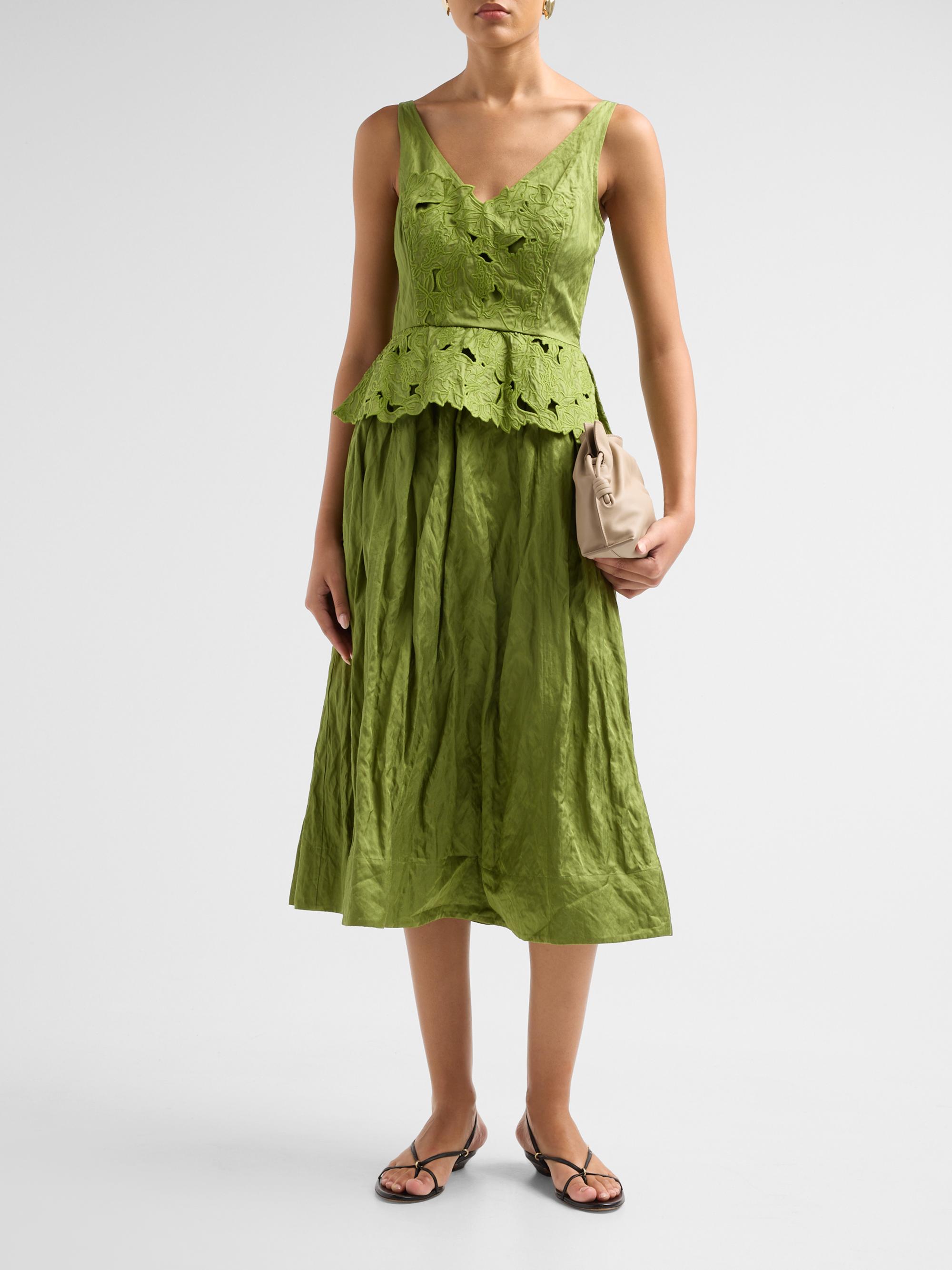 layered peplum midi dress cos Jason Wu Collection Sleeveless Floral Embroidered Dress, Peashoot, Women's, 14 Party Holiday