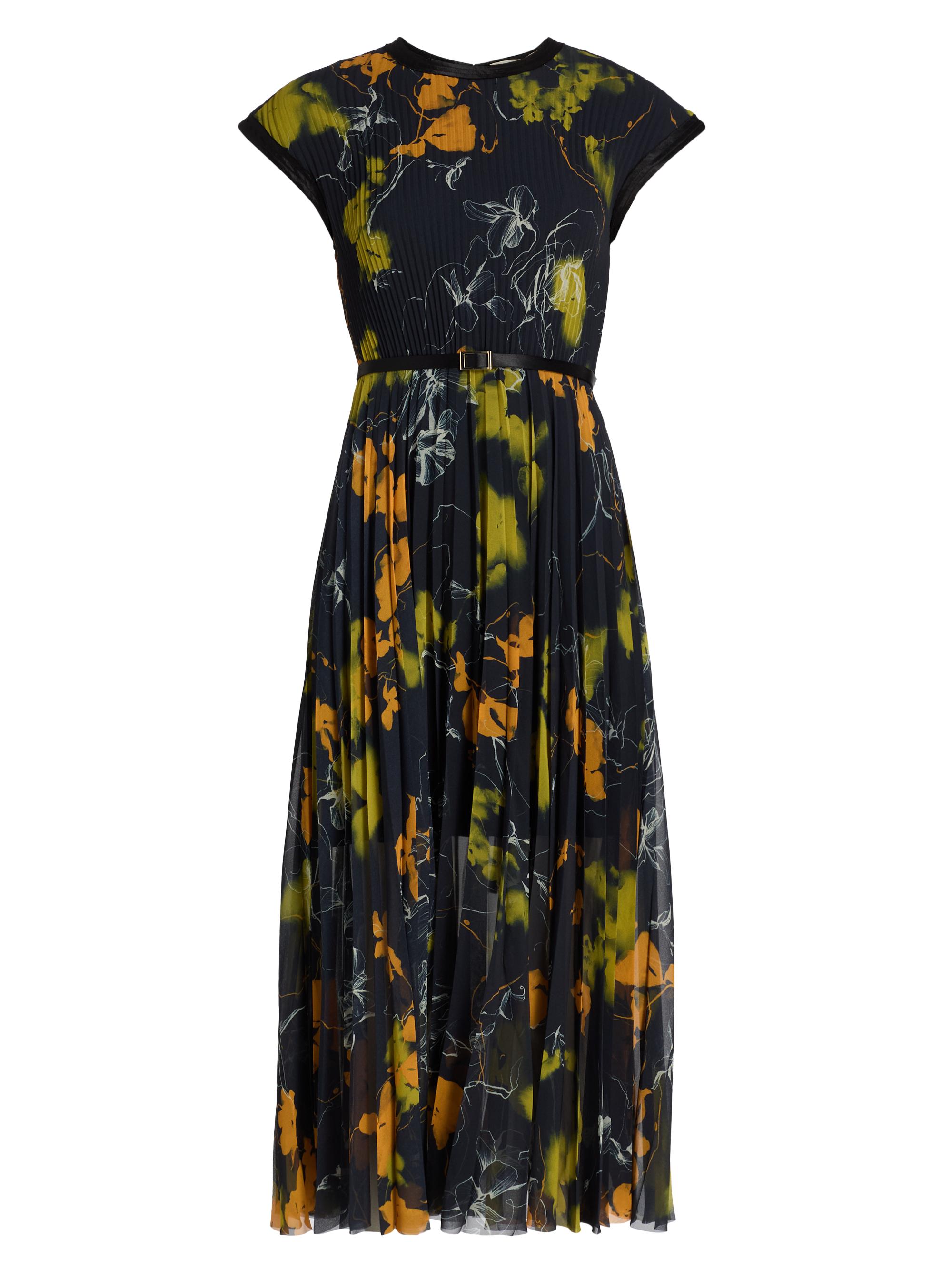 Jason Wu Women's Shadow Floral Crepe Chiffon Pleated Midi-Dress - Ultra Navy