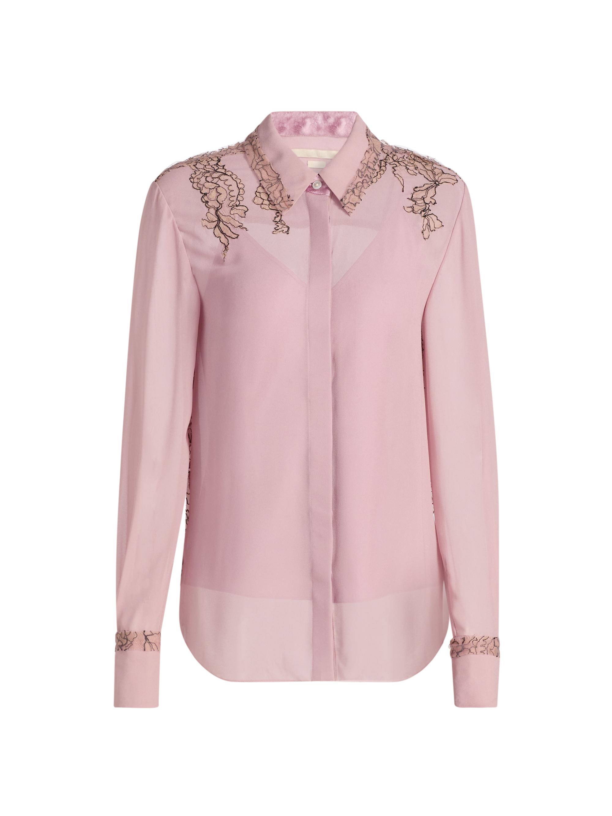 Jason Wu Women's Lace-Detailed Crepe Chiffon Shirt - Peony