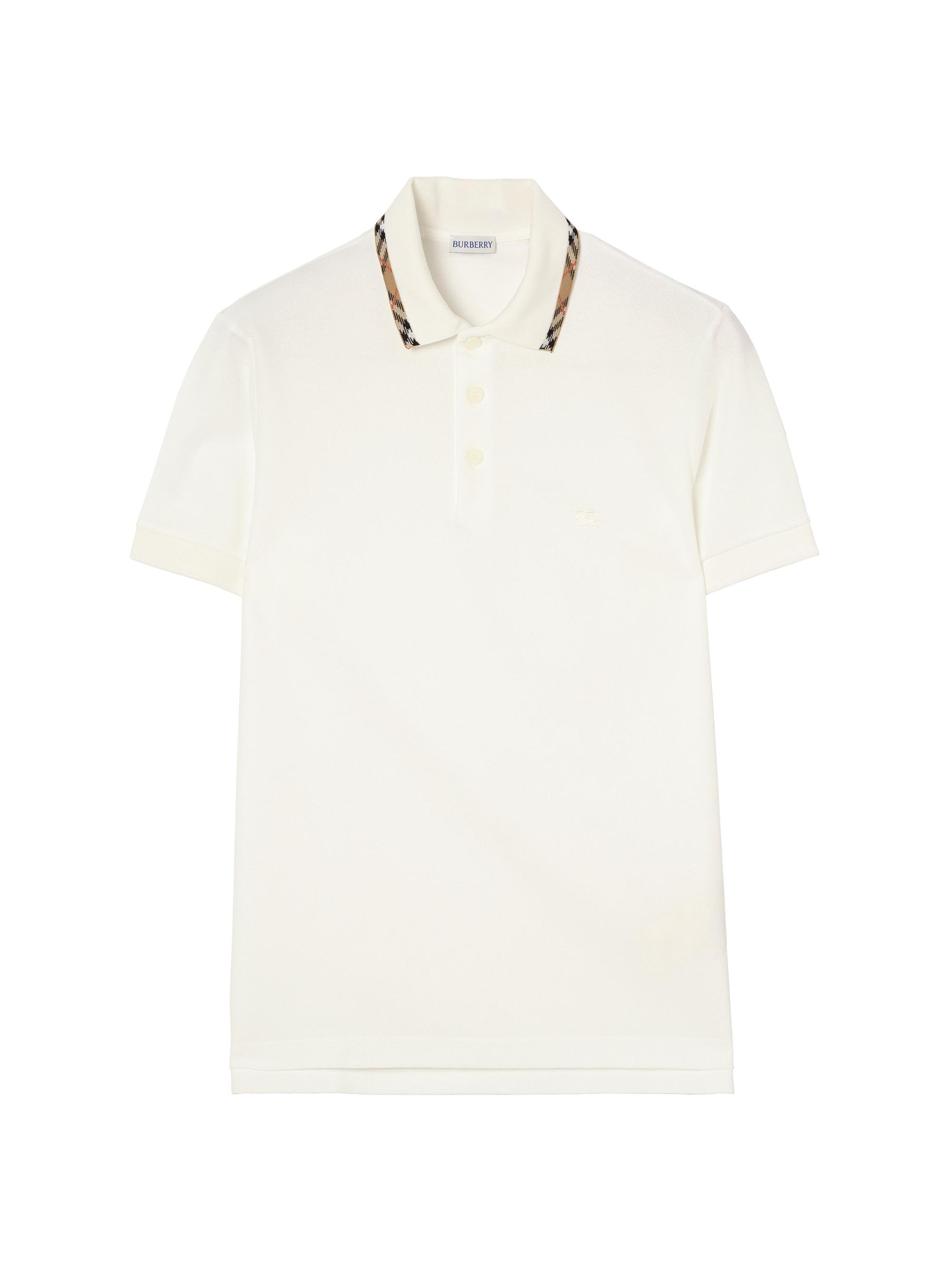 Burberry Men's Eddie Logo Cotton Polo Shirt - Chalk