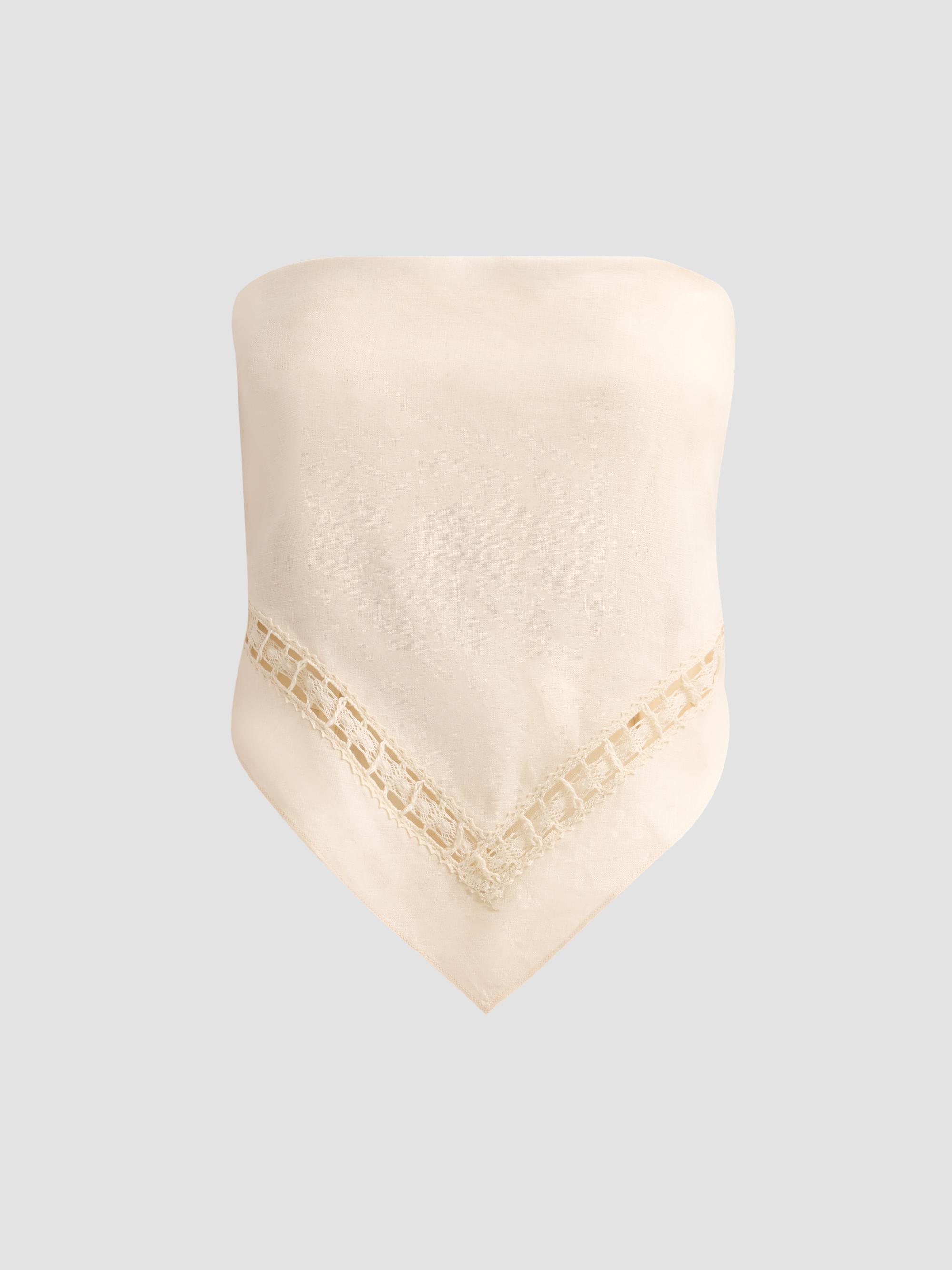 SIMKHAI Women's Lahni Linen Lace Top - Sand | Thumbnail 6