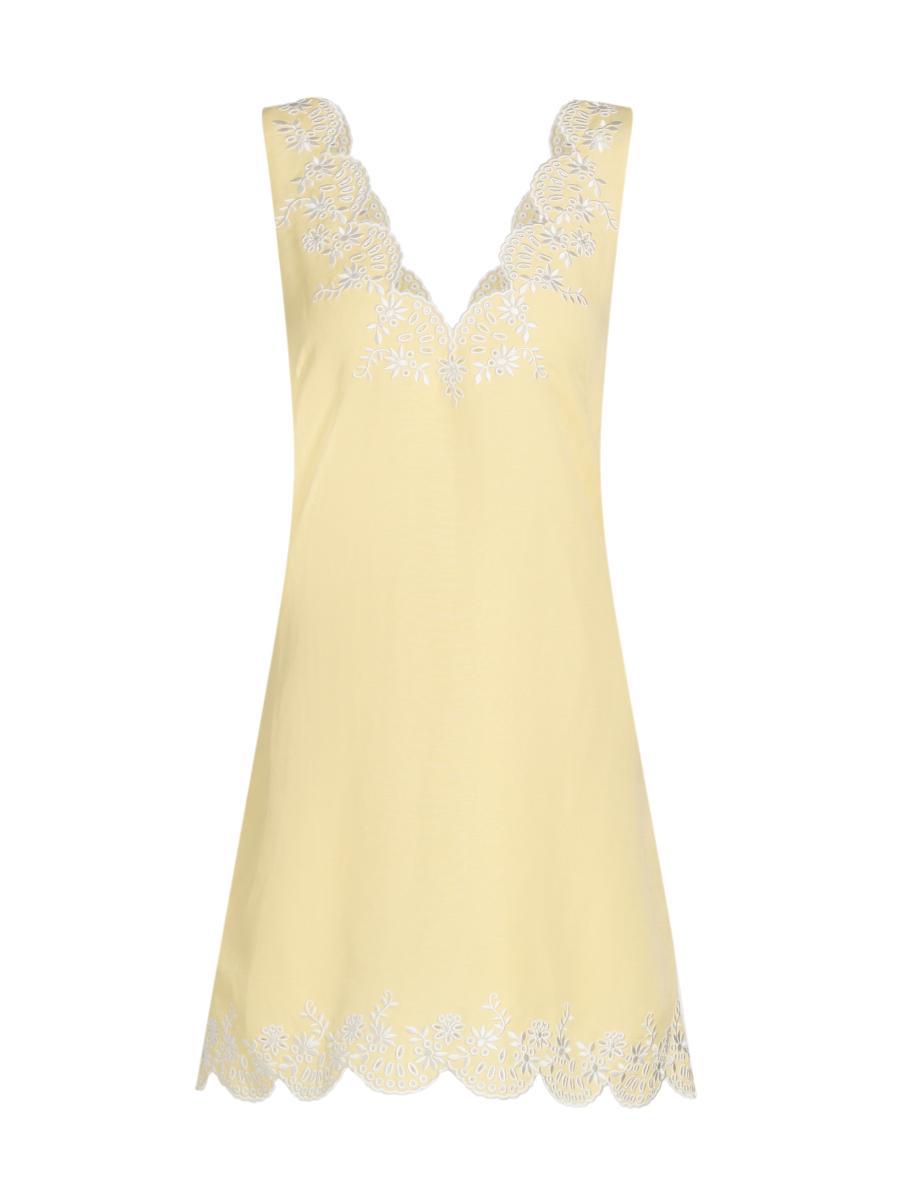 simkhai linen dress Simkhai, Gillian linen-blend midi dress, Women, White, US 8, Dresses