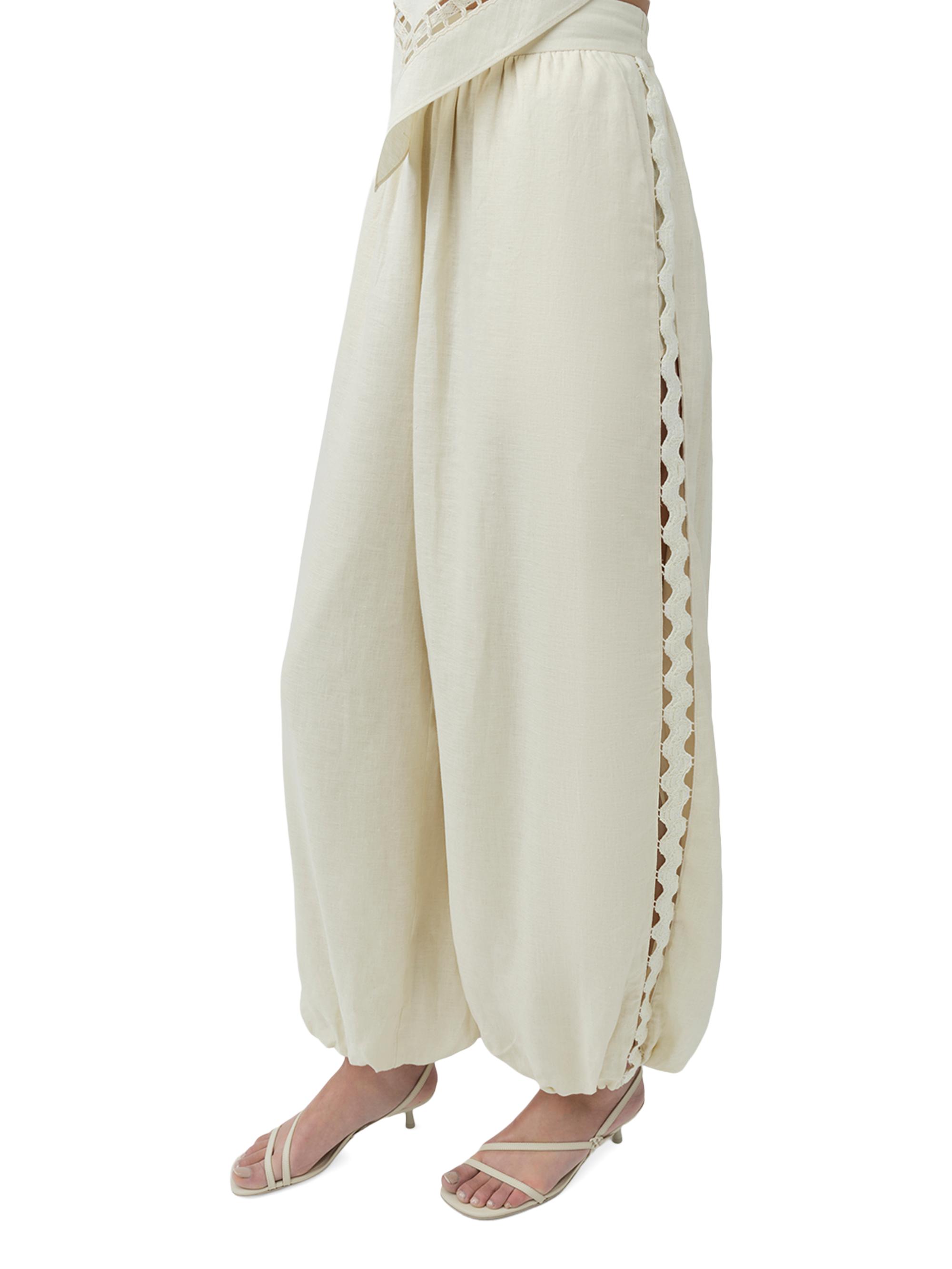 SIMKHAI Women's Selah Lace-Detail Linen-Blend Balloon Pants - Sand | Thumbnail 3