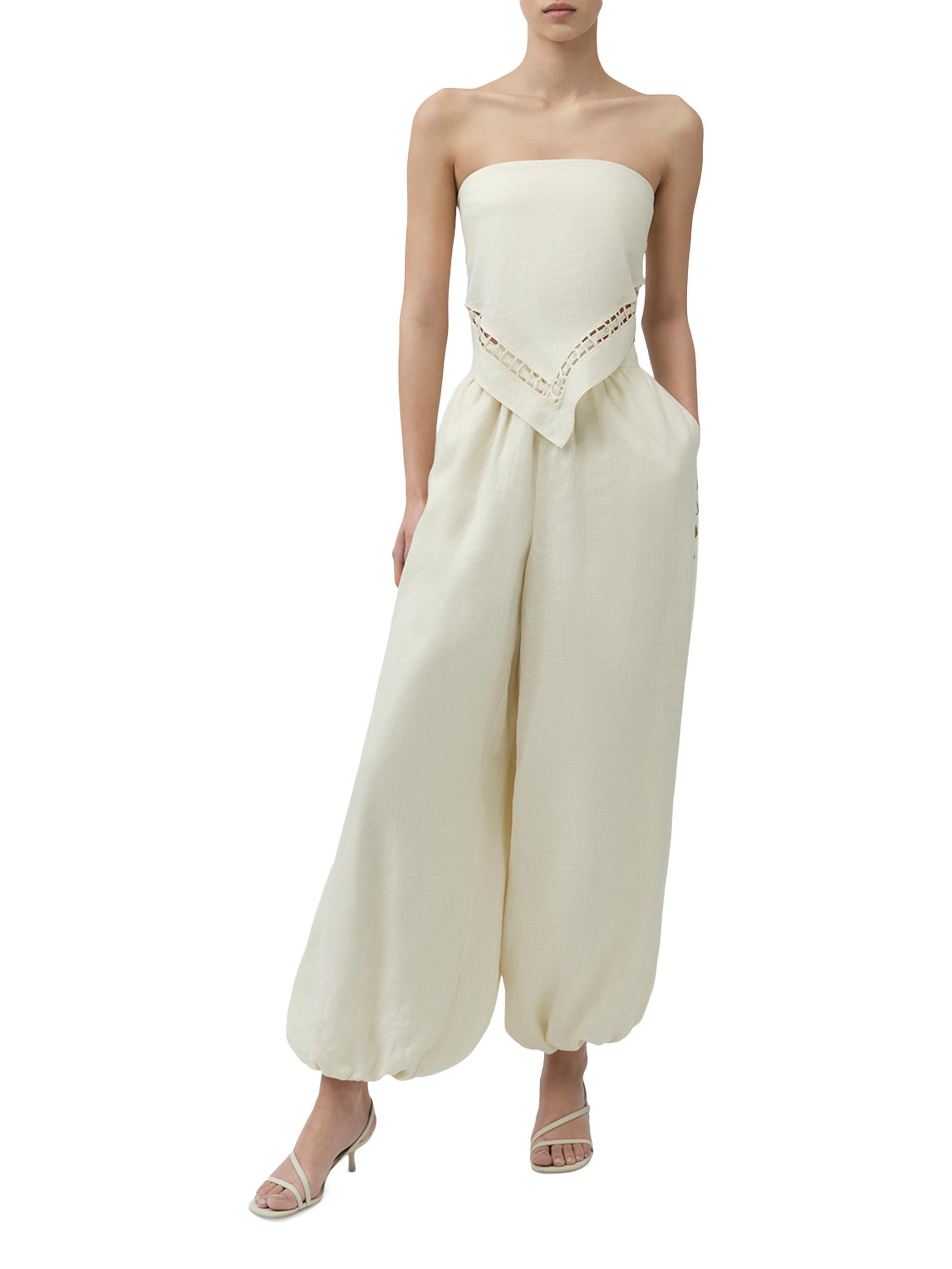 SIMKHAI Women's Selah Lace-Detail Linen-Blend Balloon Pants - Sand | Thumbnail 2