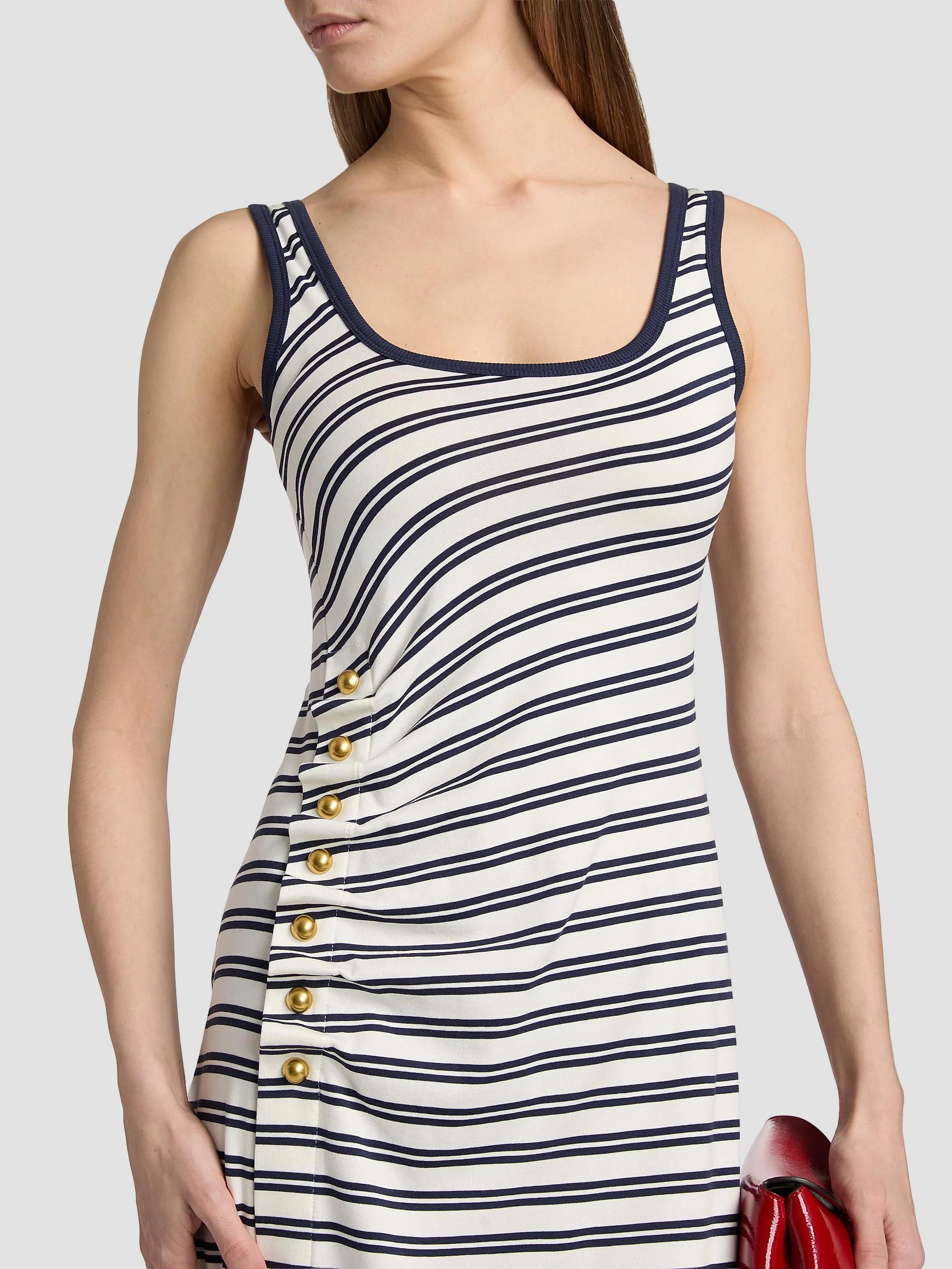 Becker Cotton Jersey Midi Dress in Midnight Stripe Striped / M